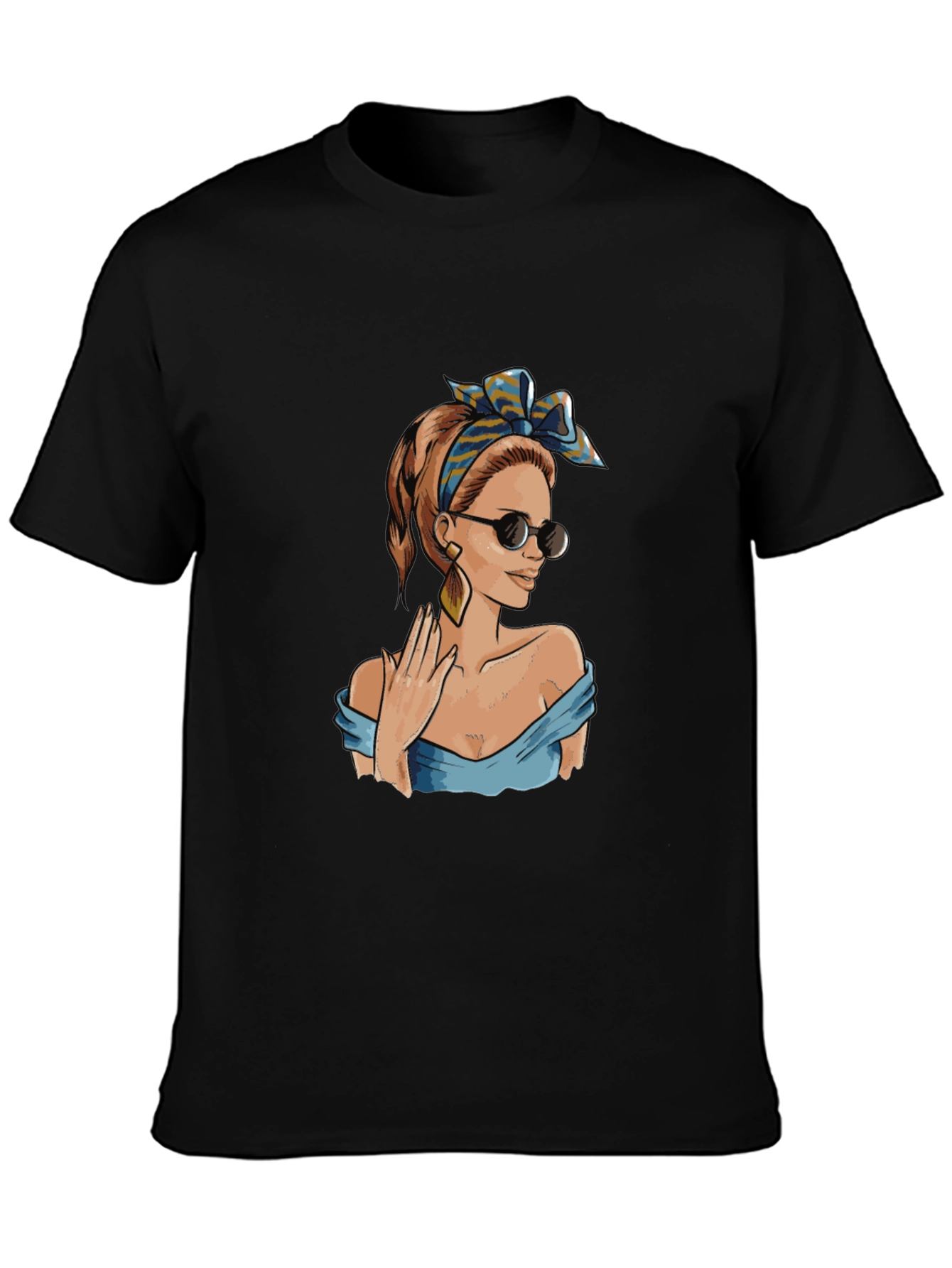 Black Retro Pin-Up Girl Graphic Black T-Shirt view 3