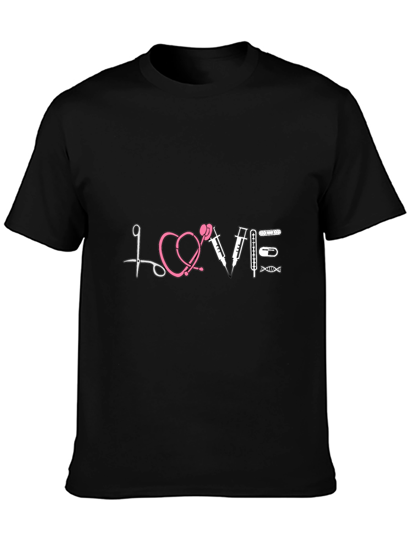 Black Nurse Love T-Shirt, Medical Gift view 3