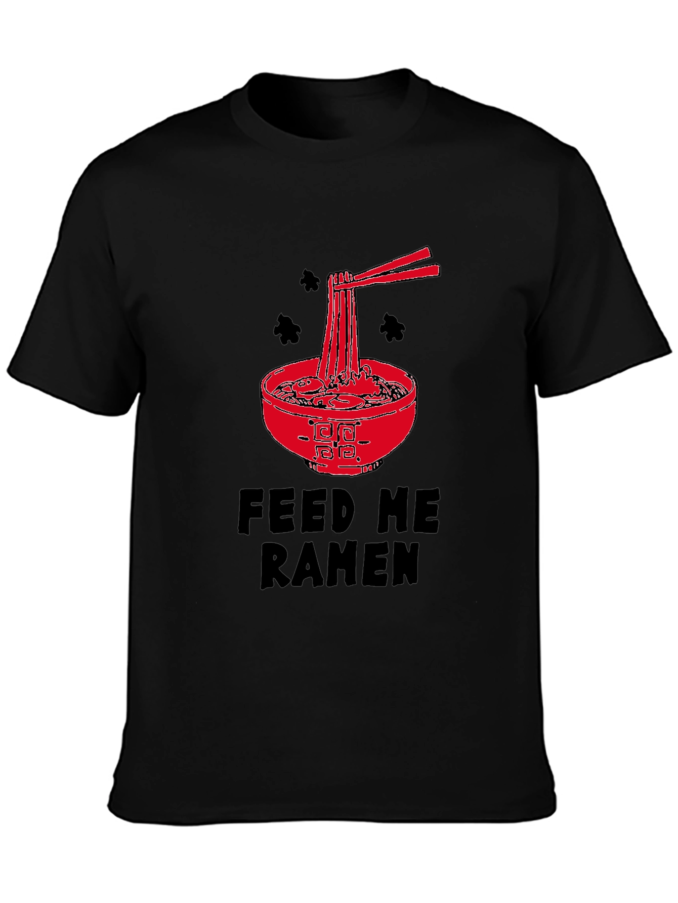 Black Feed Me Ramen Graphic Tee - Black Cotton T-Shirt view 3
