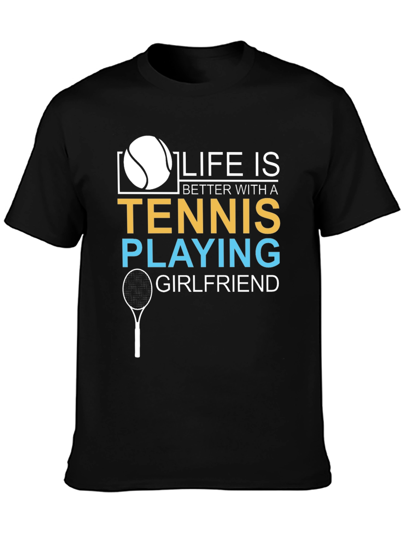 Black Tennis Playing Girlfriend T-Shirt view 3