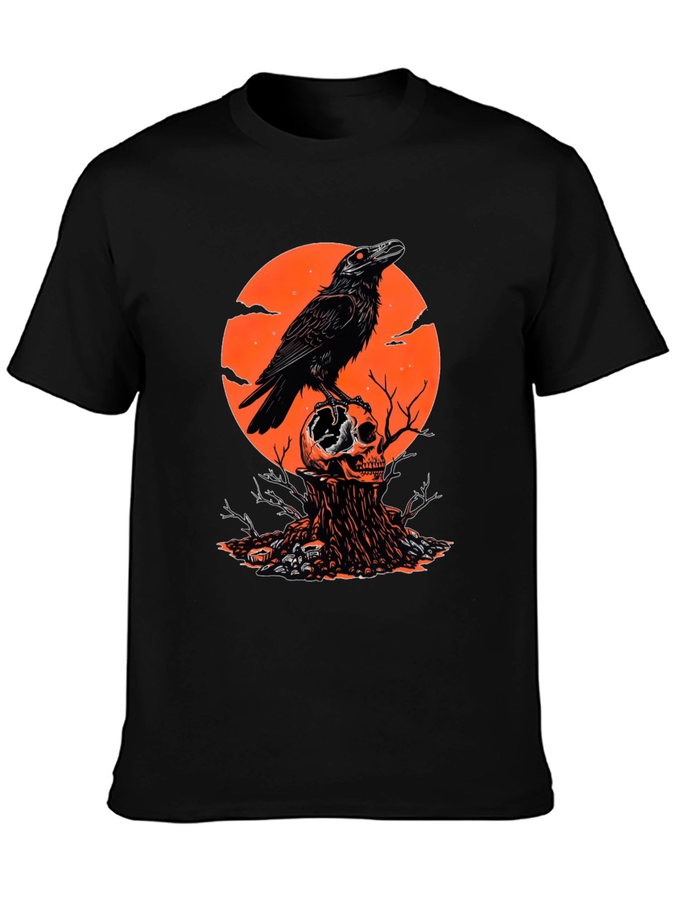 Black Raven Skull T-Shirt - Gothic Style view 3