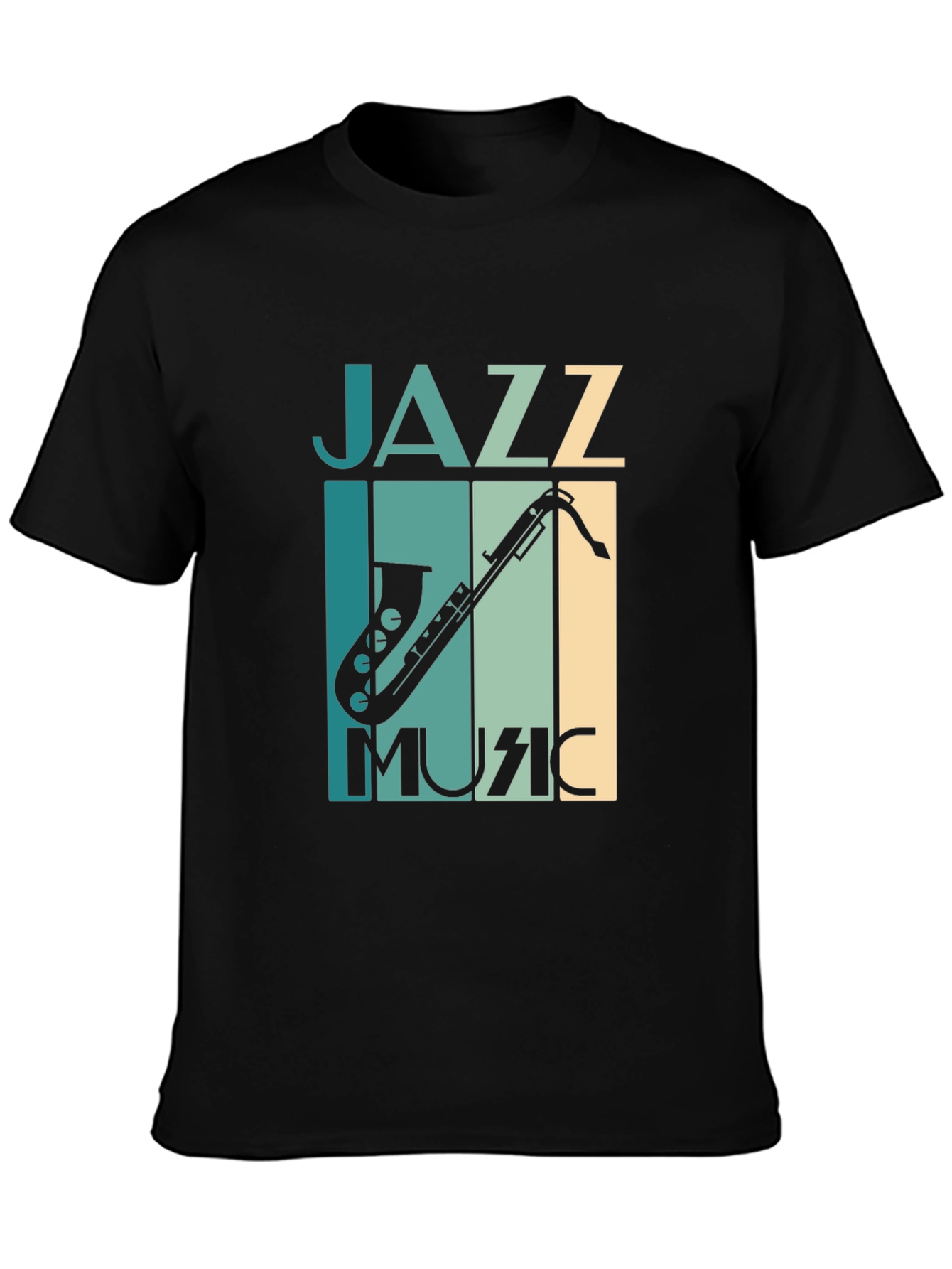 Black Jazz Music Graphic Tee - Black Saxophone T-Shirt view 3