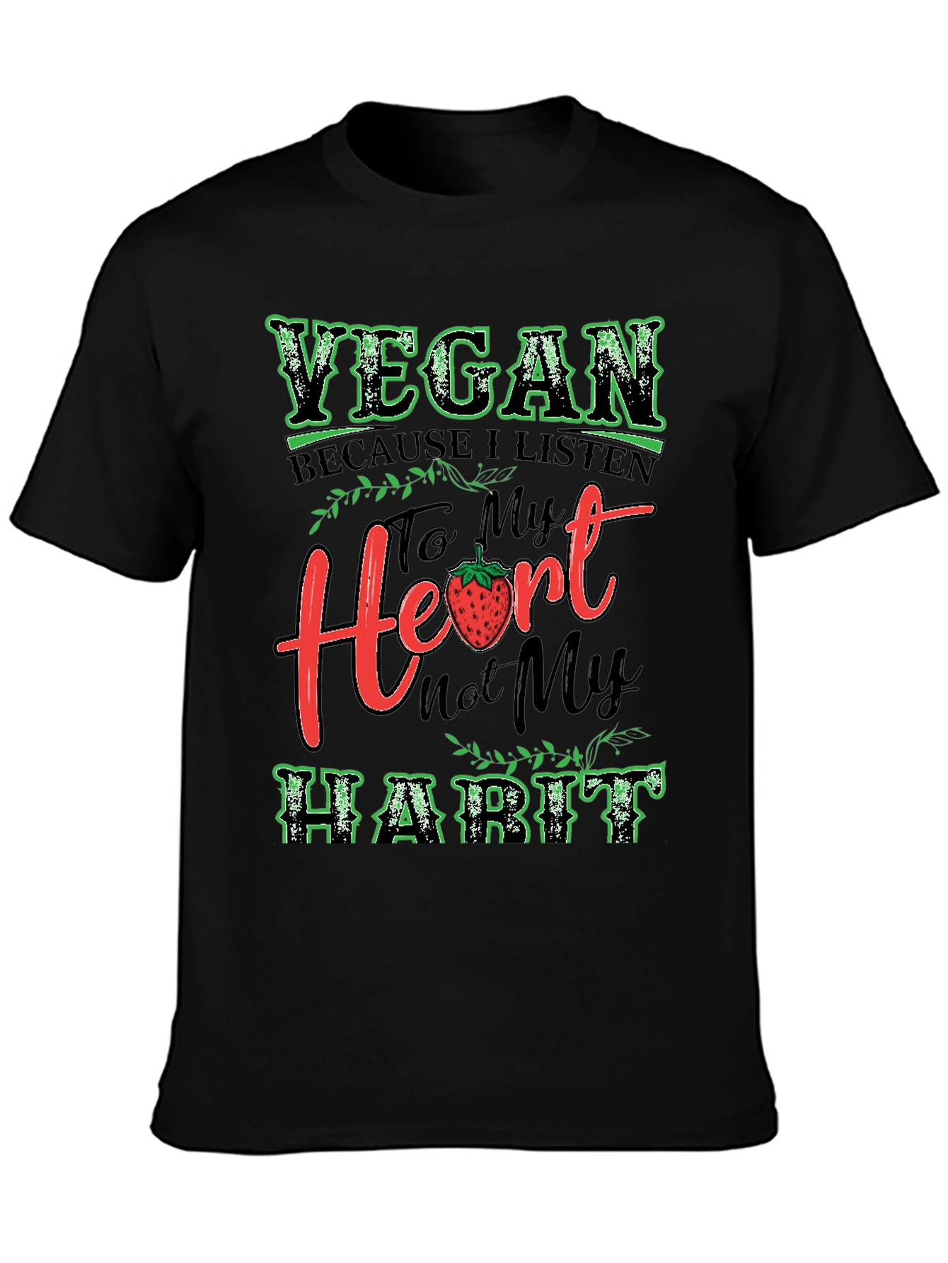 Black Vegan Heart Habit T-Shirt view 3