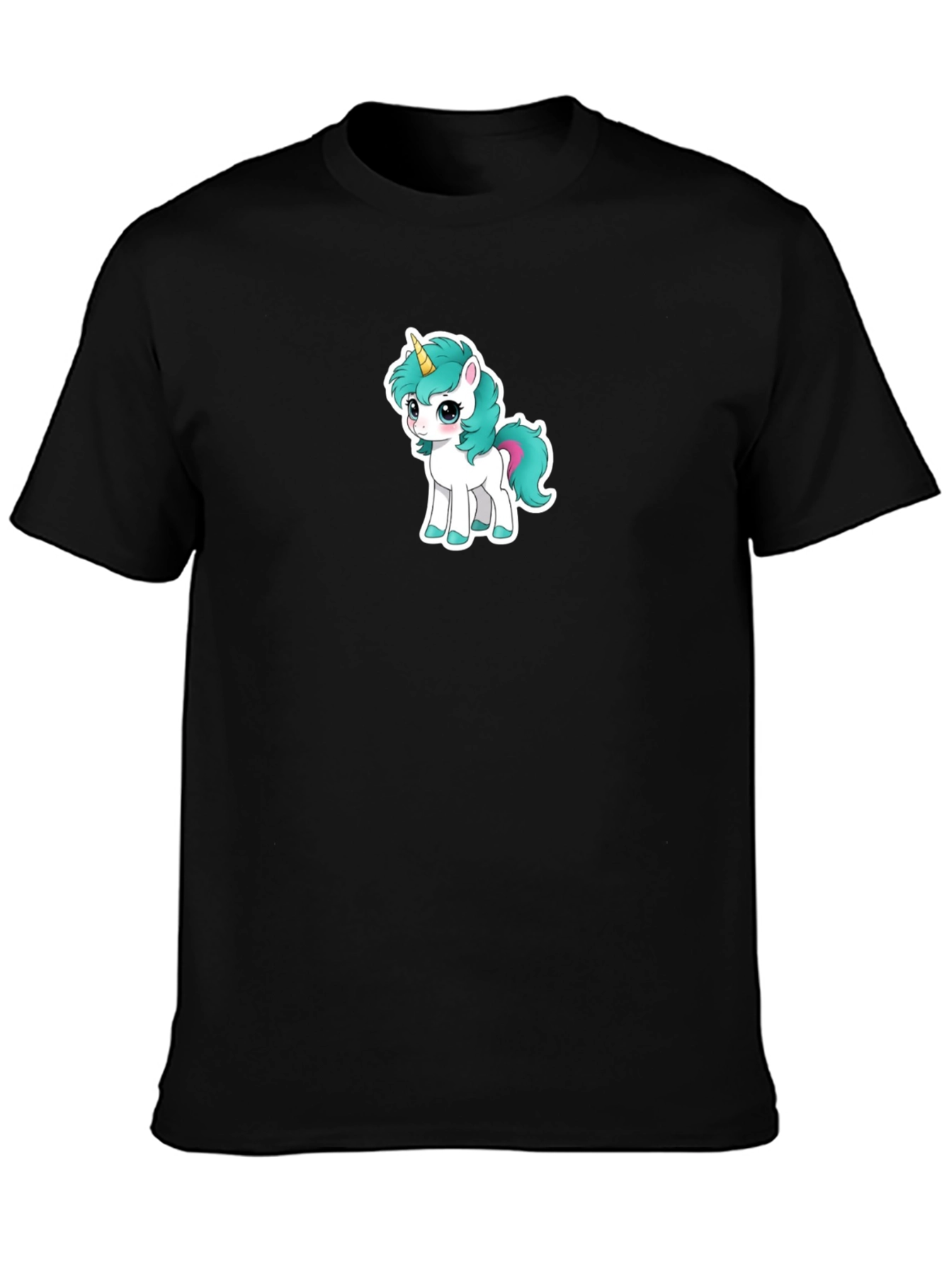 Black Cute Unicorn Graphic Tee - Black T-Shirt view 3