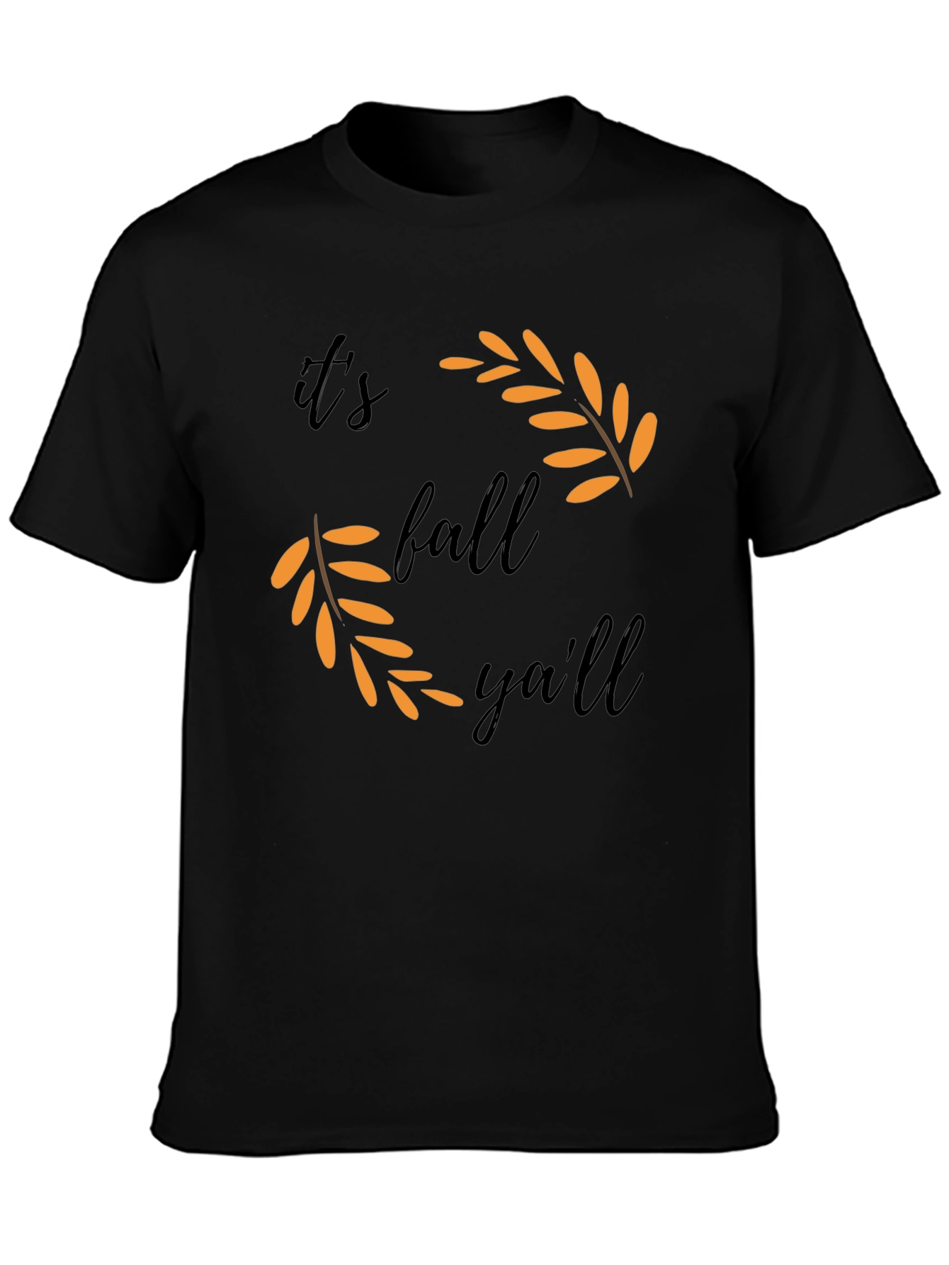 Black It's Fall Y'all T-Shirt view 3