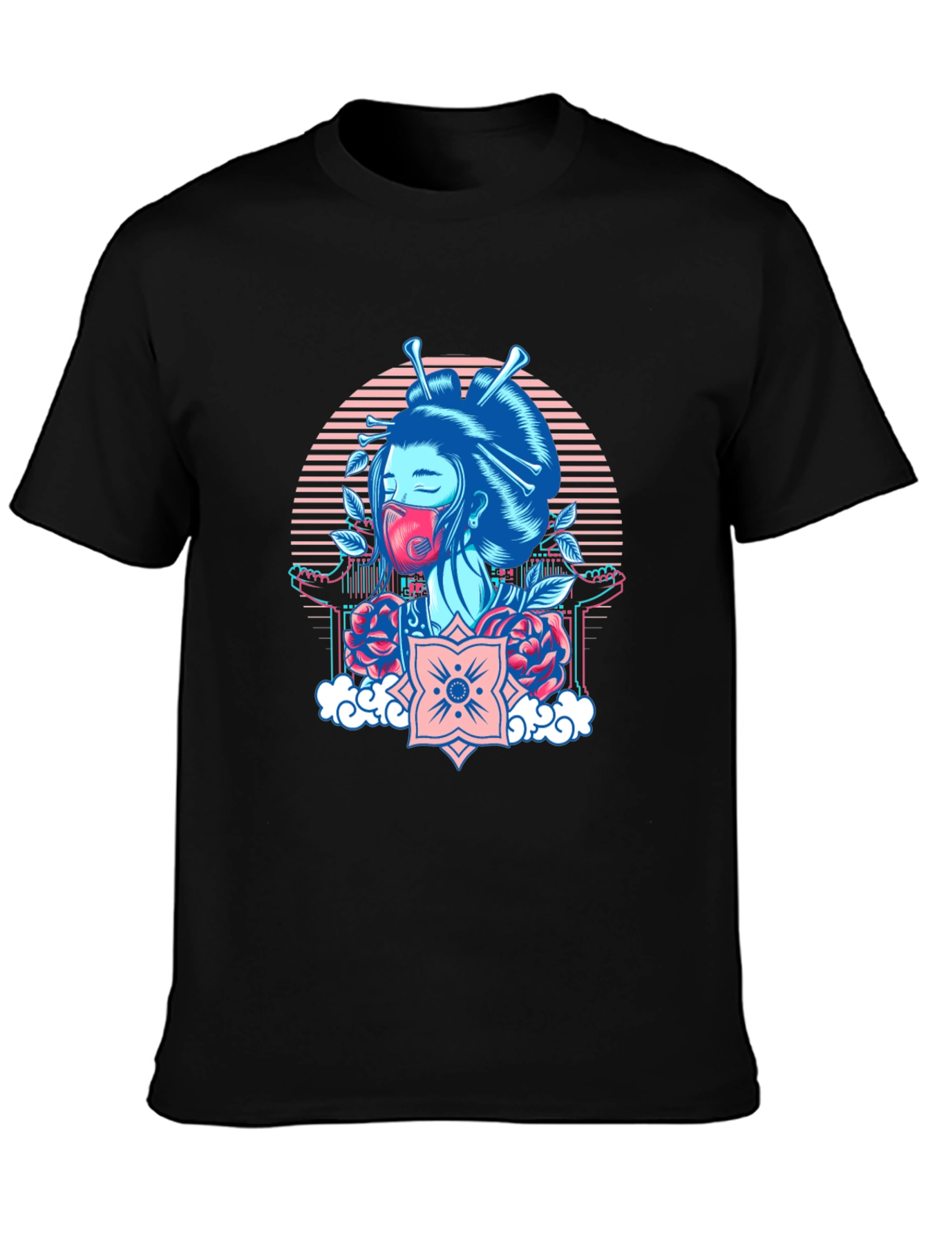 Black Geisha Mask Graphic Tee view 3