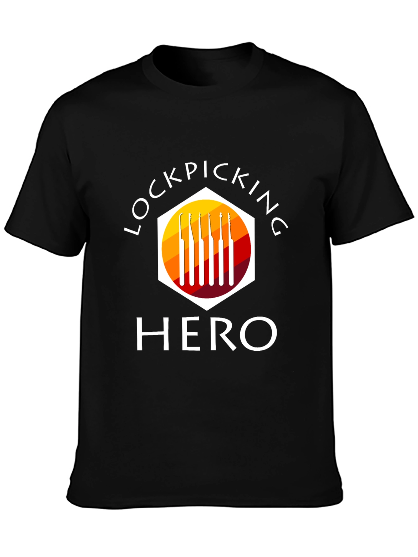 Black Lockpicking Hero T-Shirt - Black, Graphic Tee view 3
