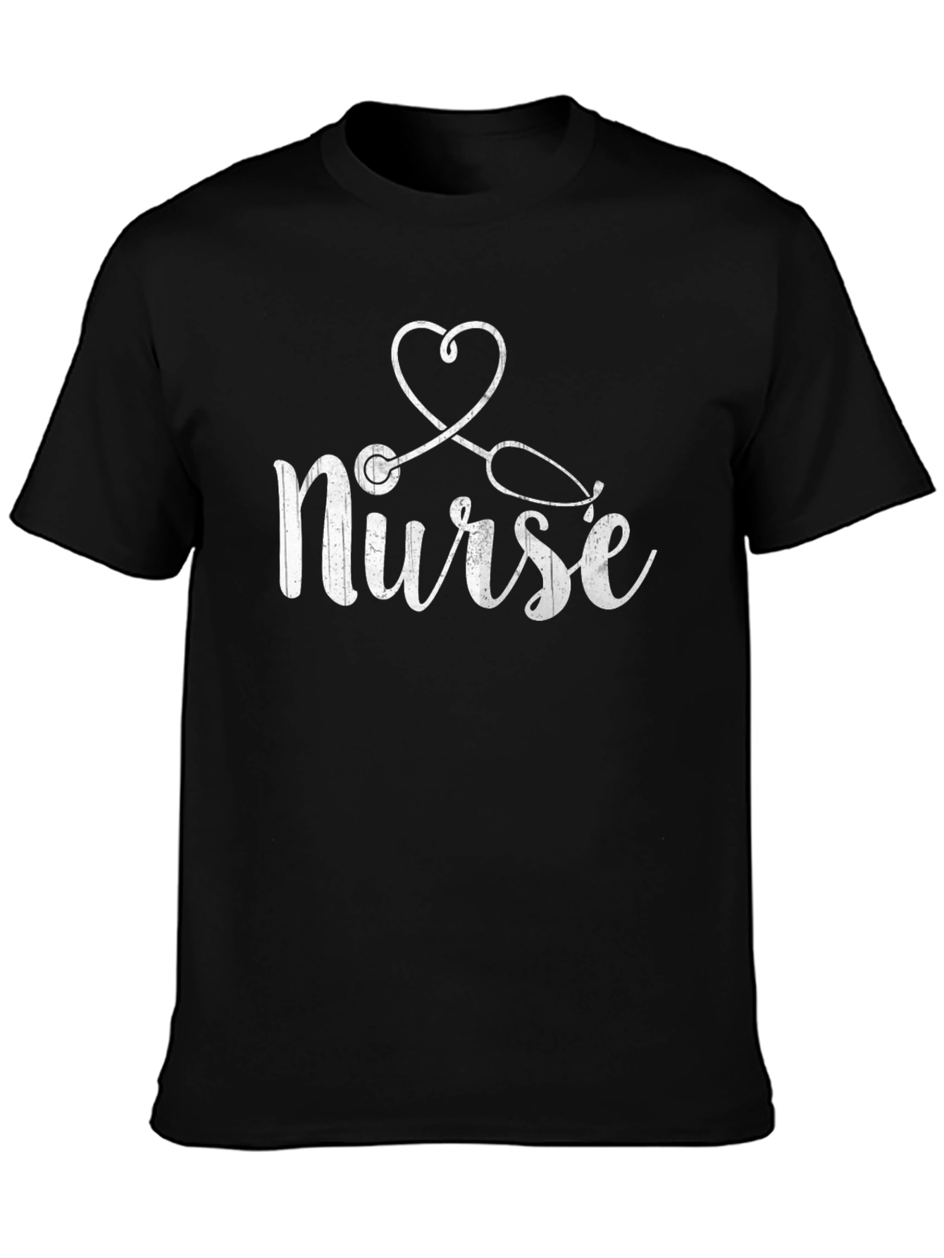 Black Nurse Stethoscope Heart T-Shirt view 3