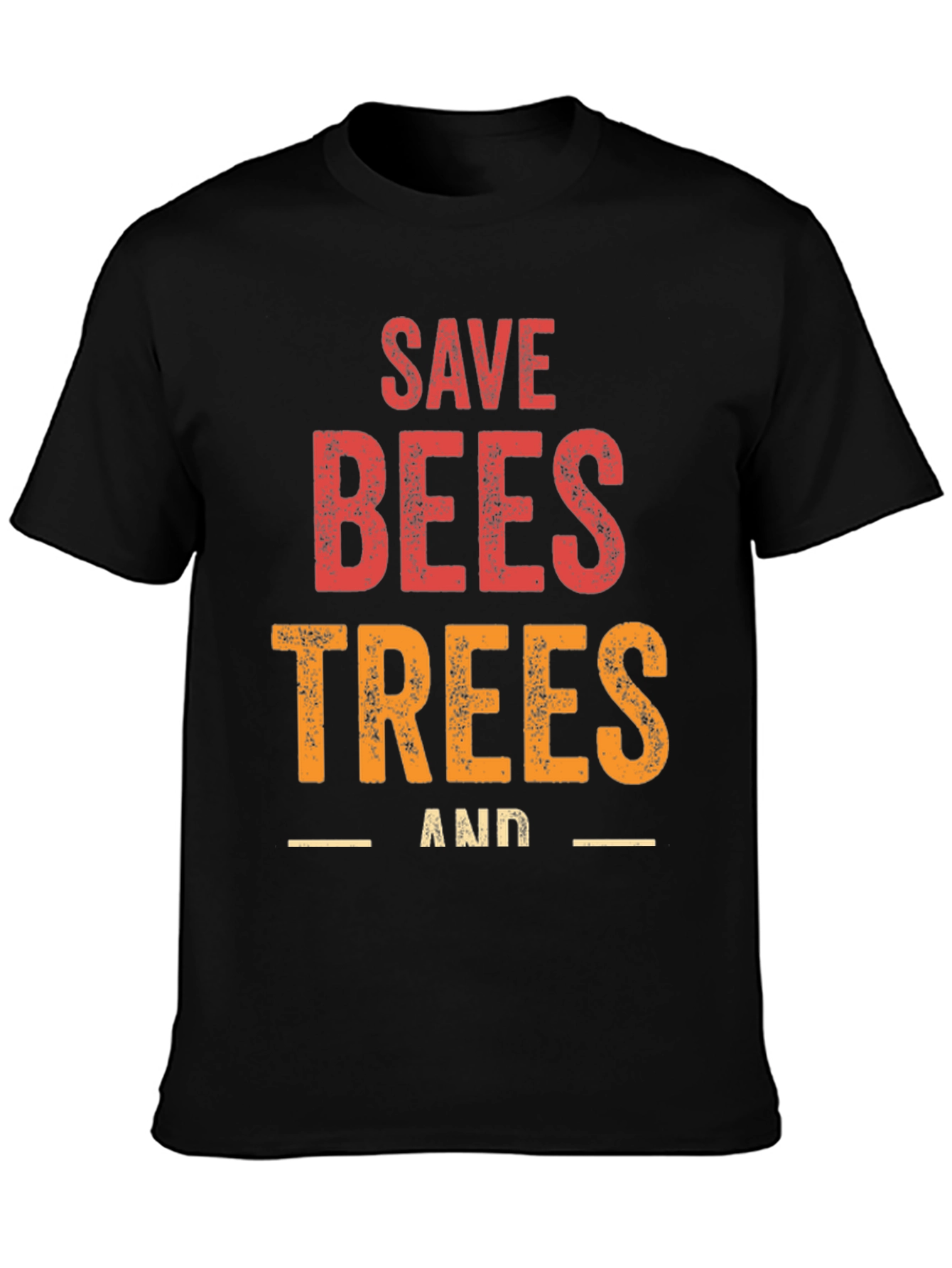 Black Save Bees and Trees Graphic T-Shirt view 3