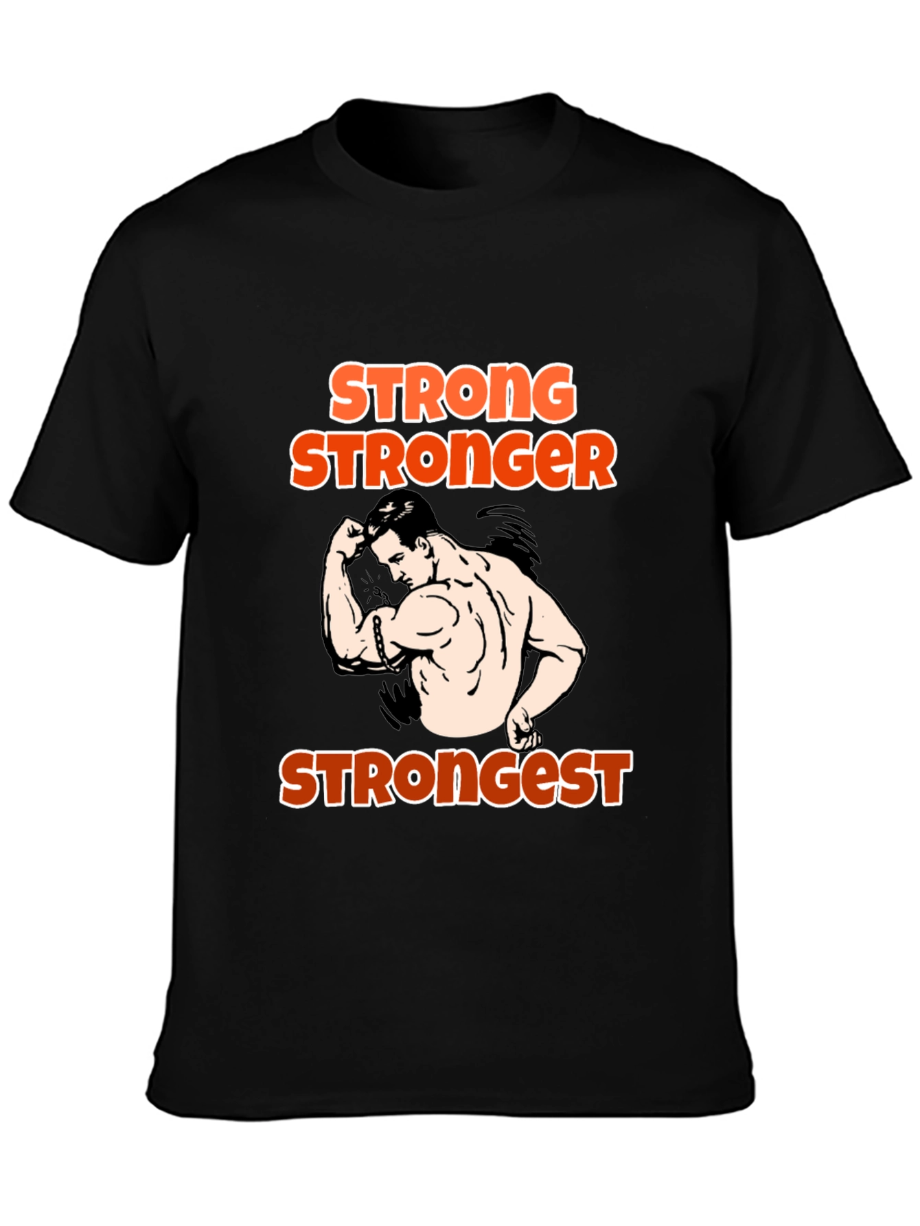 Black Stronger T-Shirt:  Funny Workout Gym Tee view 3