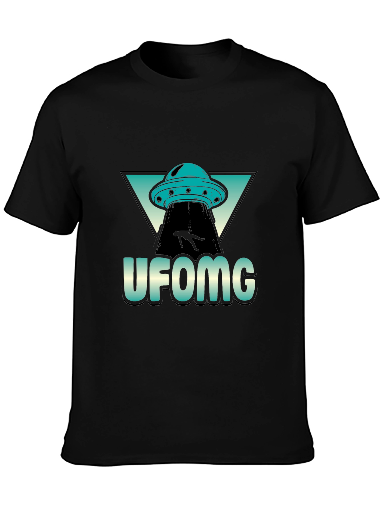 Black UFO Abduction Graphic T-Shirt - "UFOMG" Design view 3