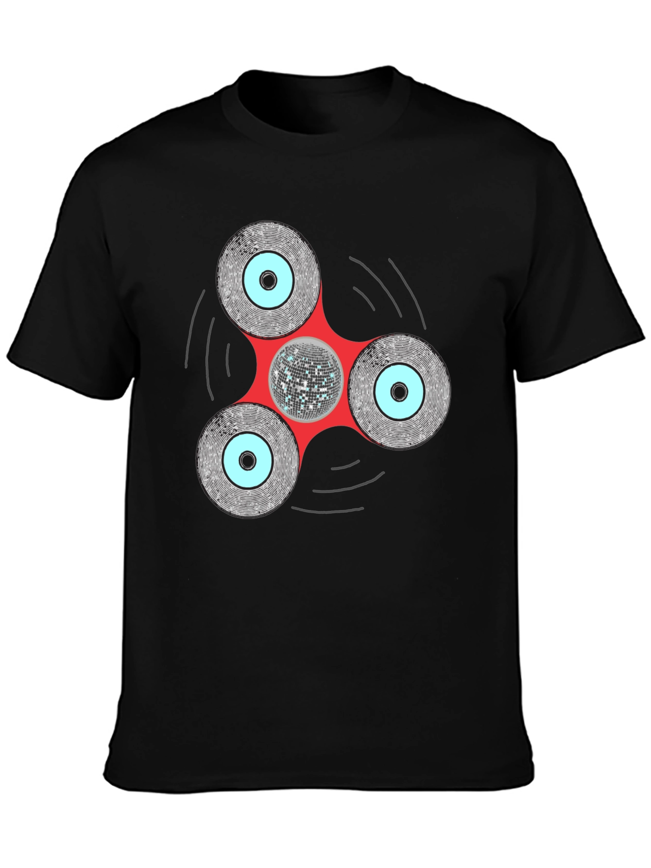 Black Disco Fidget Spinner Graphic Tee view 3