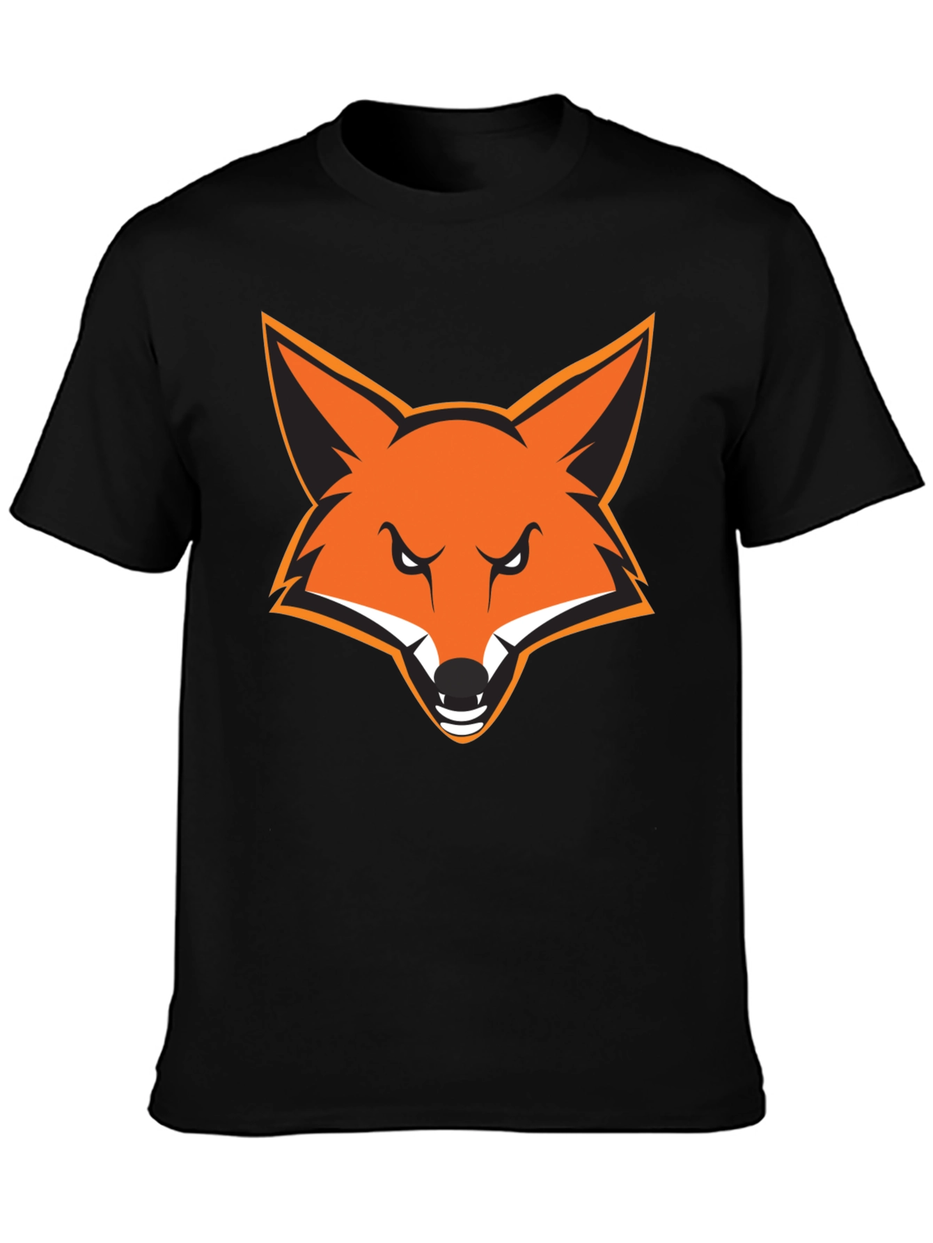 Black Men's Black T-Shirt with Bold Fox Graphic view 3