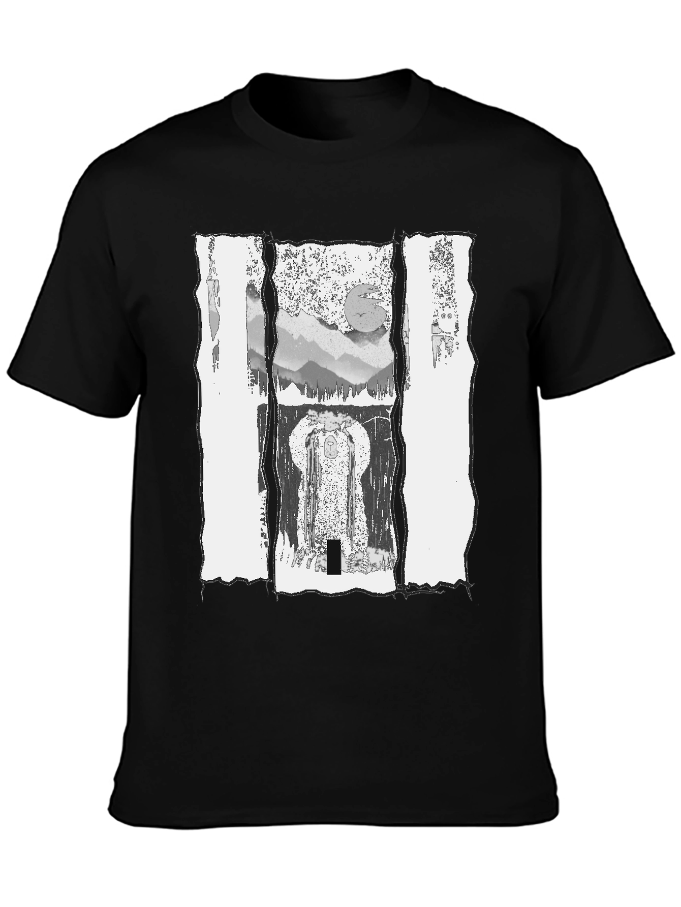 Black Abstract Landscape Graphic Tee - Black view 3