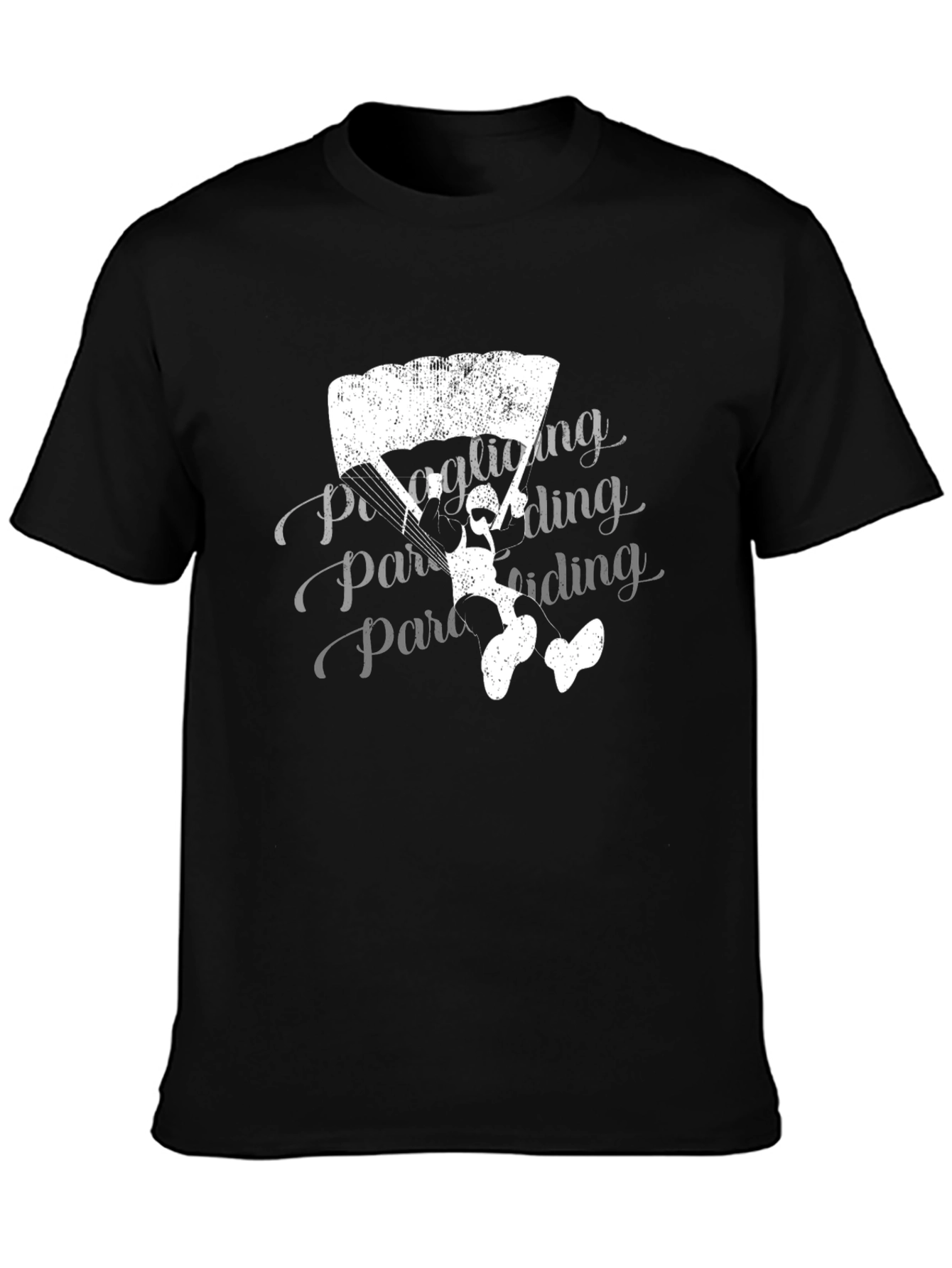 Black Paragliding Graphic Tee - Black Cotton T-Shirt view 3