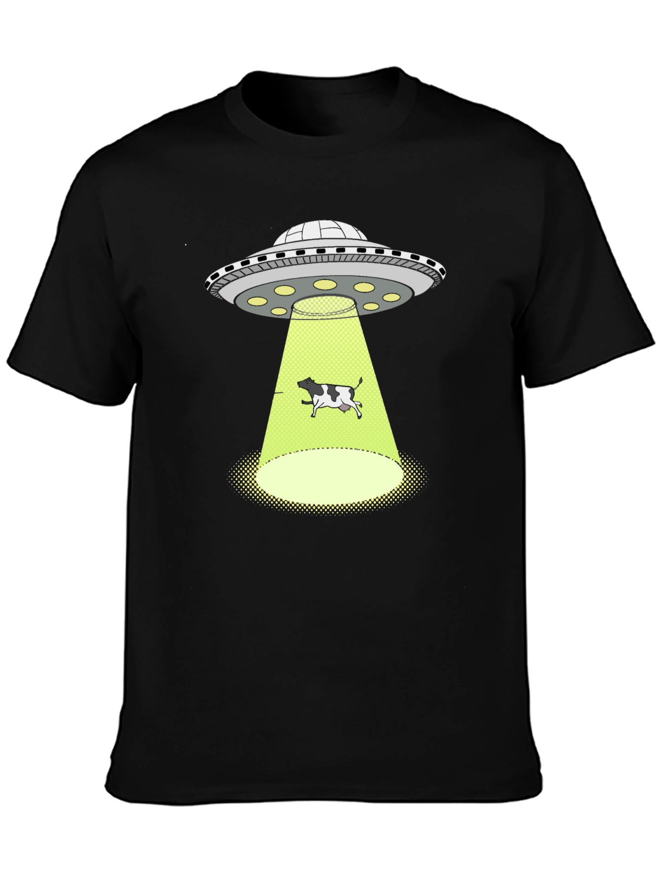 Black UFO Abduction Cow Graphic Tee - Black view 3
