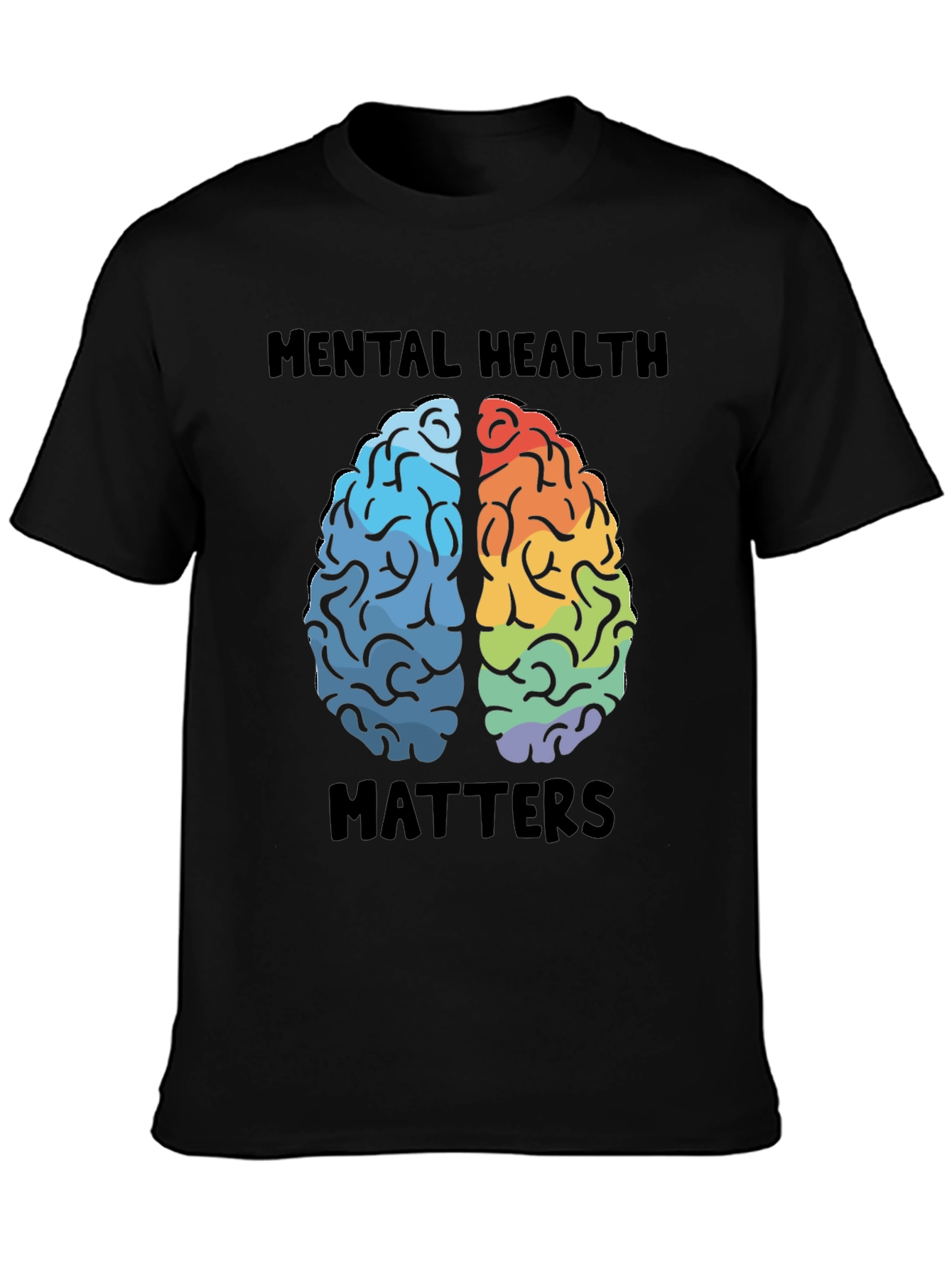 Black Mental Health Matters Brain Graphic T-Shirt view 3