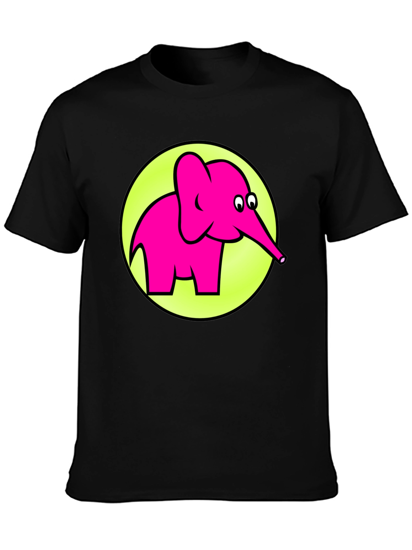 Black Pink Elephant Graphic T-Shirt - Men's Casual Tee view 3