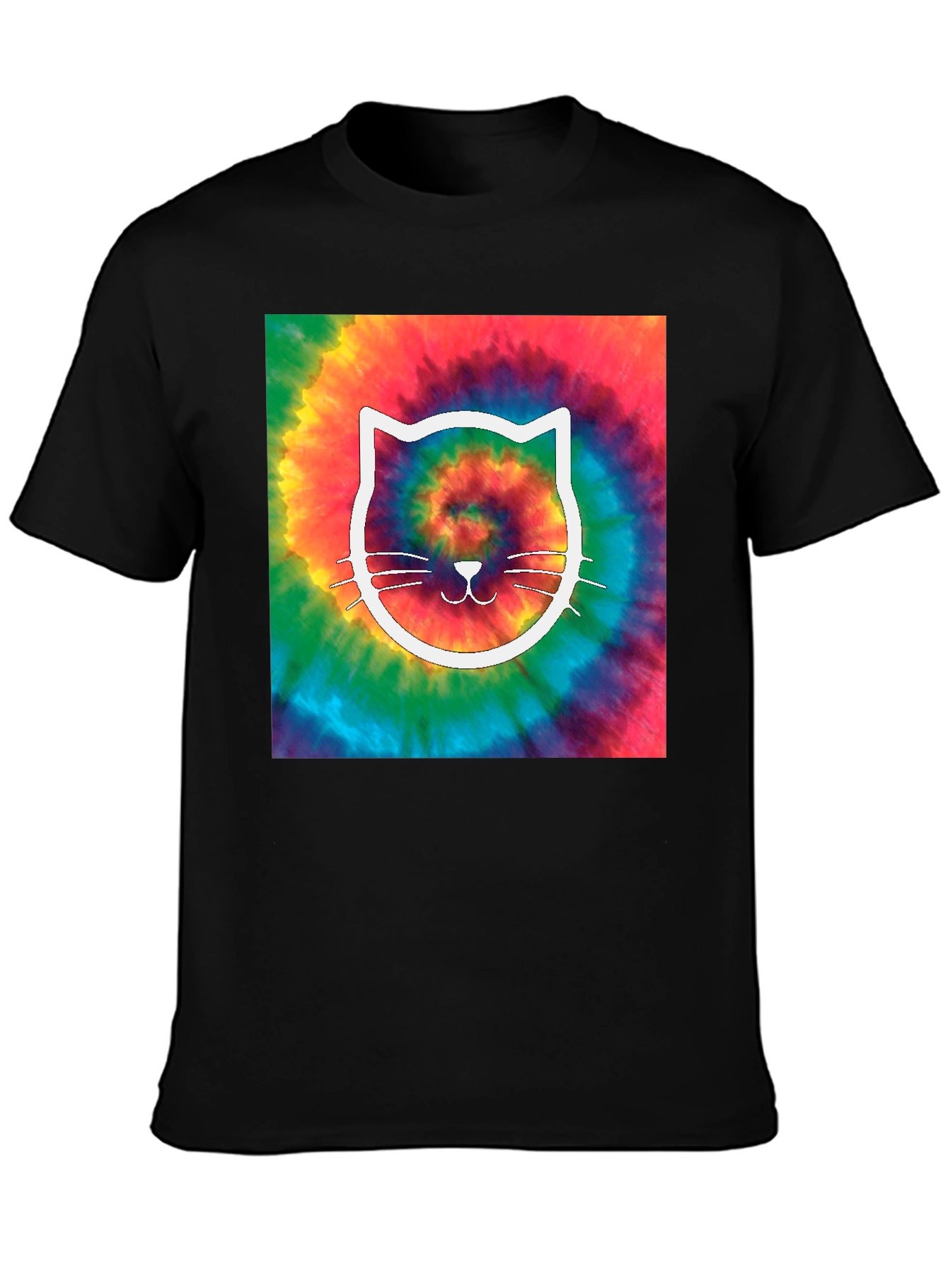 Black Tie-Dye Cat Graphic Tee view 3