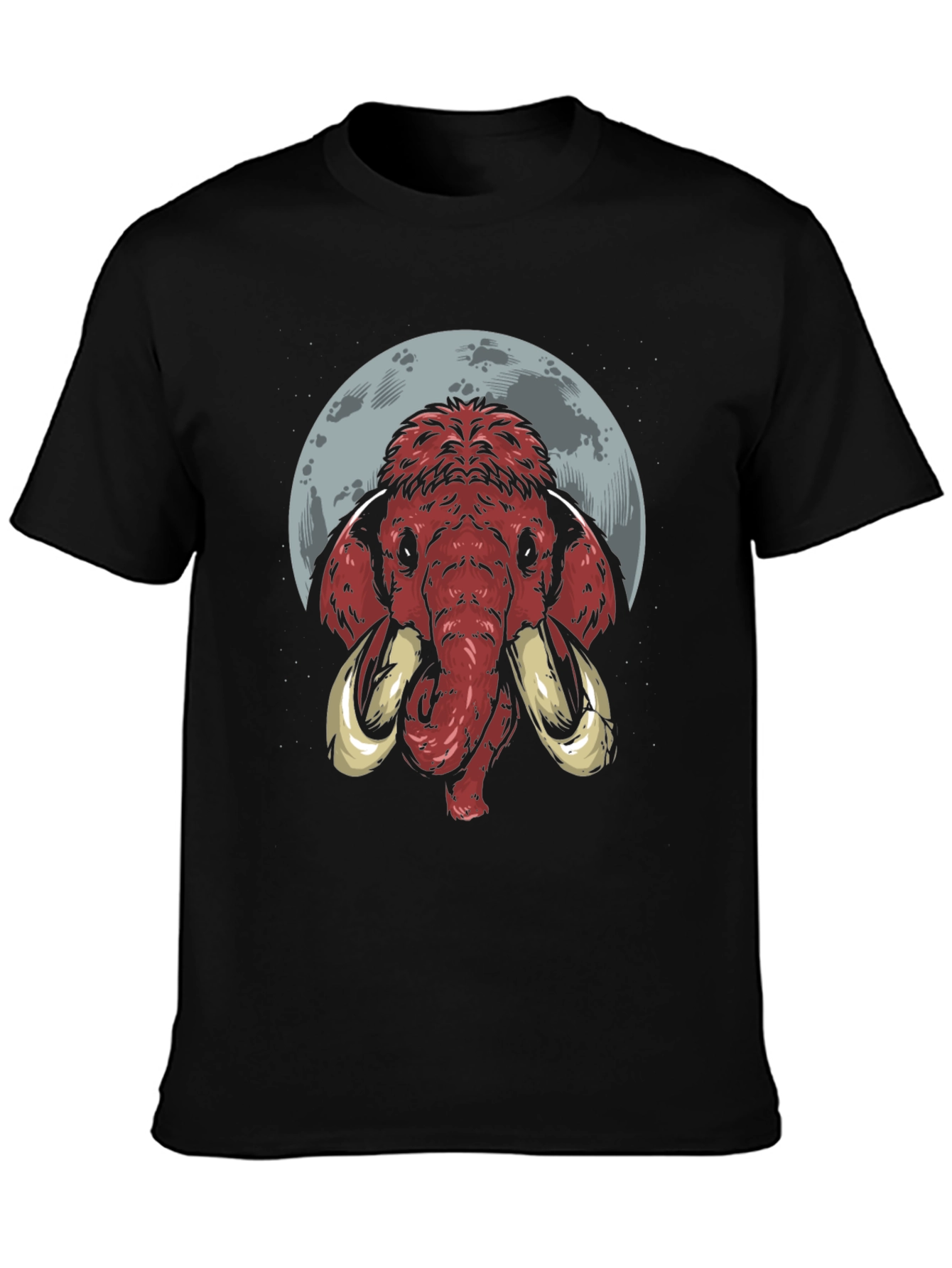 Black Mammoth Moon Graphic Tee - Black Cotton T-Shirt view 3