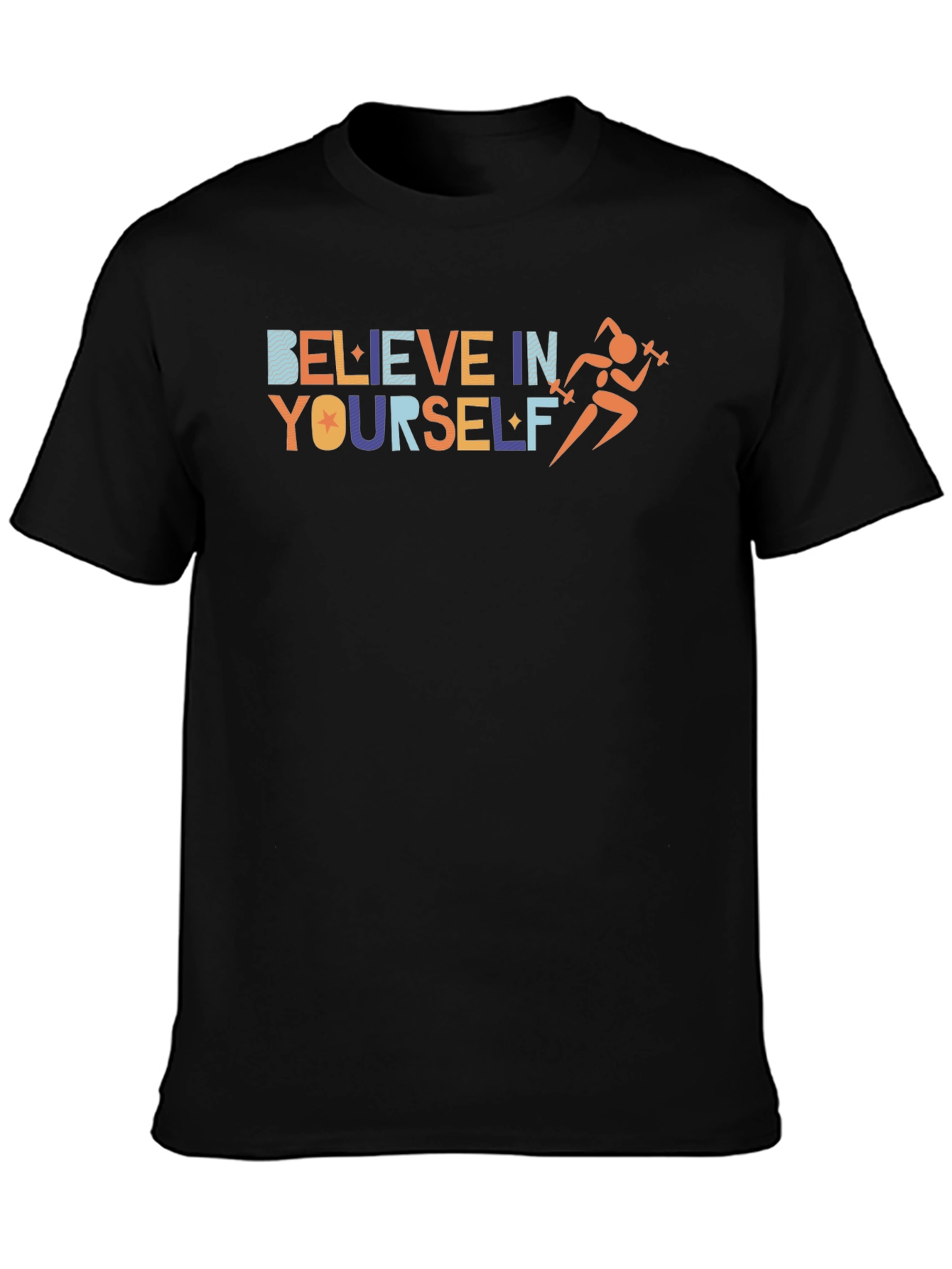 Black Believe In Yourself Workout T-Shirt view 3