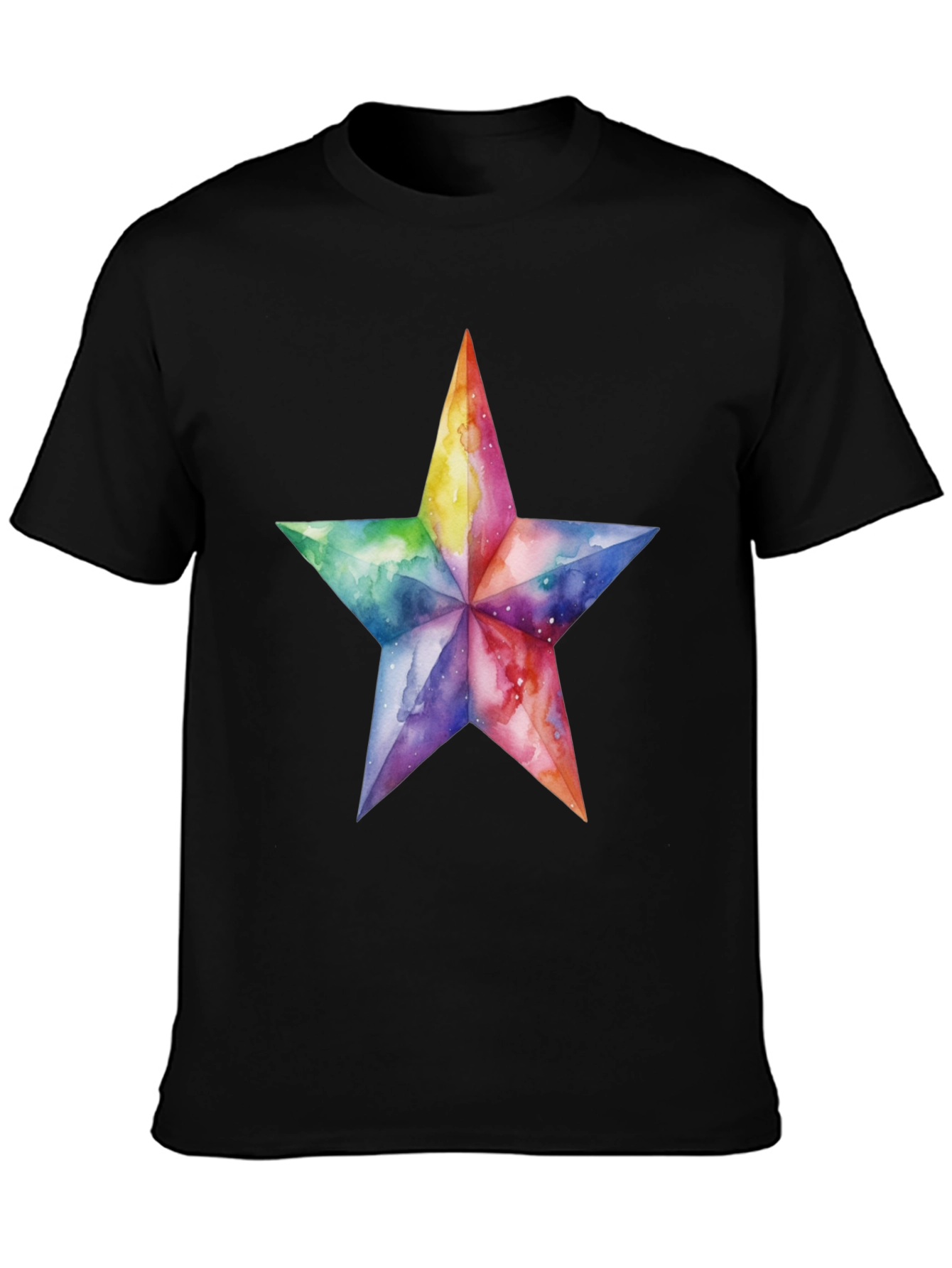 Black Watercolor Star Graphic Tee - Black view 3