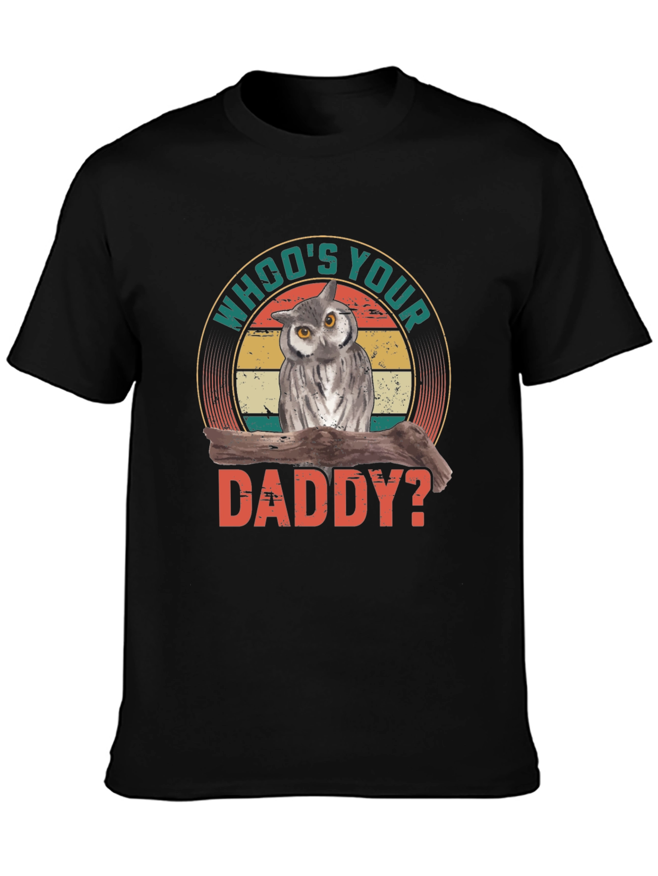 Black Who's Your Daddy Owl Graphic Tee - Vintage Style view 3