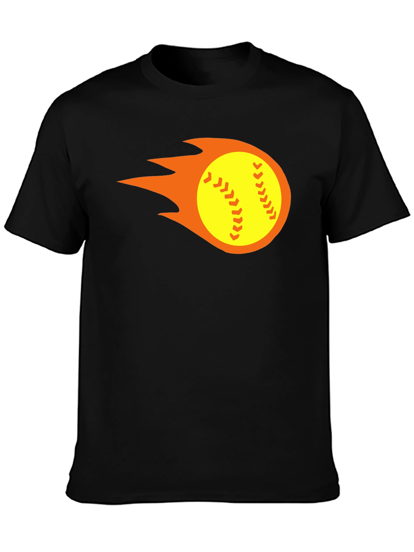 Black Flaming Softball Graphic Tee - Black T-Shirt view 3