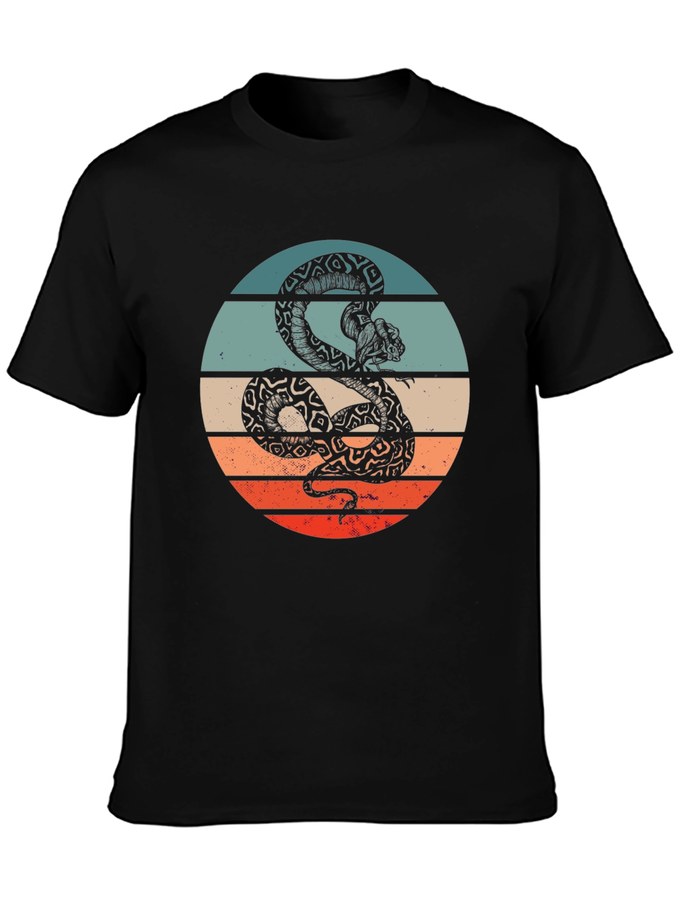 Black Retro Snake Graphic Tee - Vintage Style T-Shirt view 3