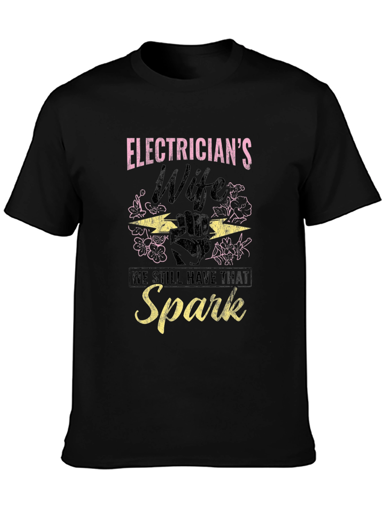 Black Electrician's Wife Spark T-Shirt view 3