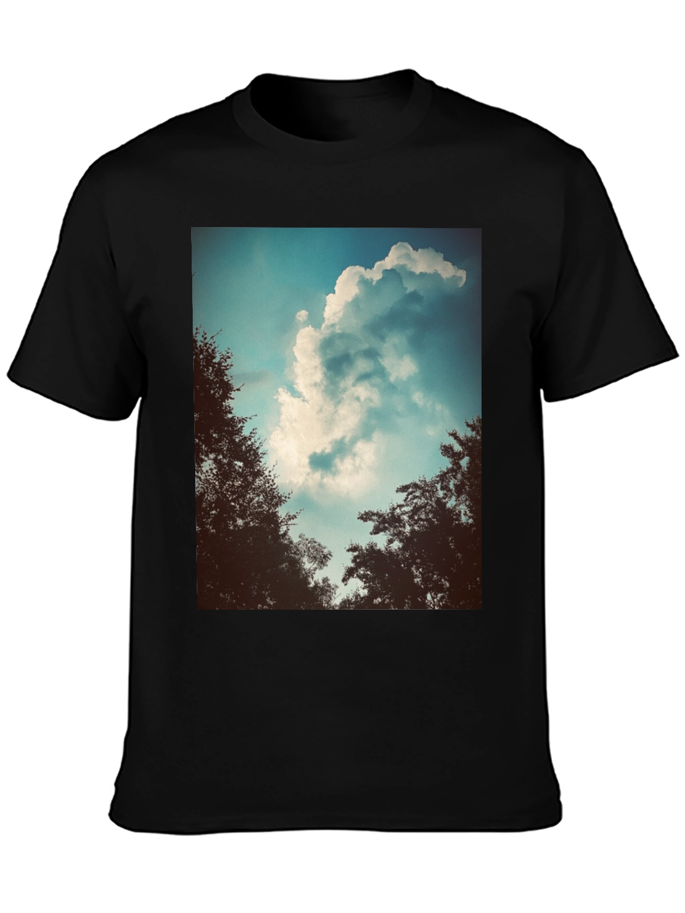 Black Cloudscape Graphic Tee - Nature Inspired Design view 3