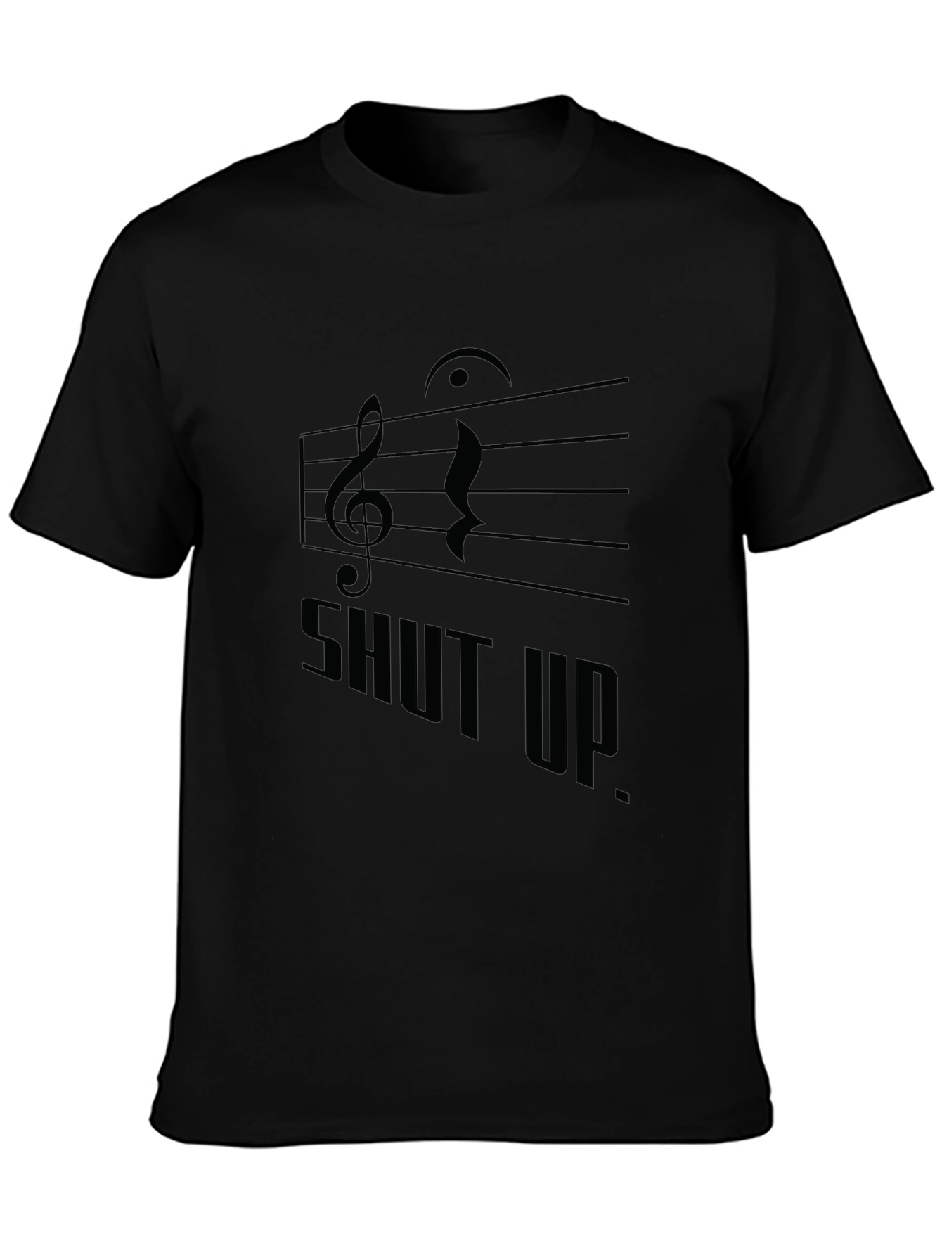 Black Musical "Shut Up." Black Graphic Tee view 3