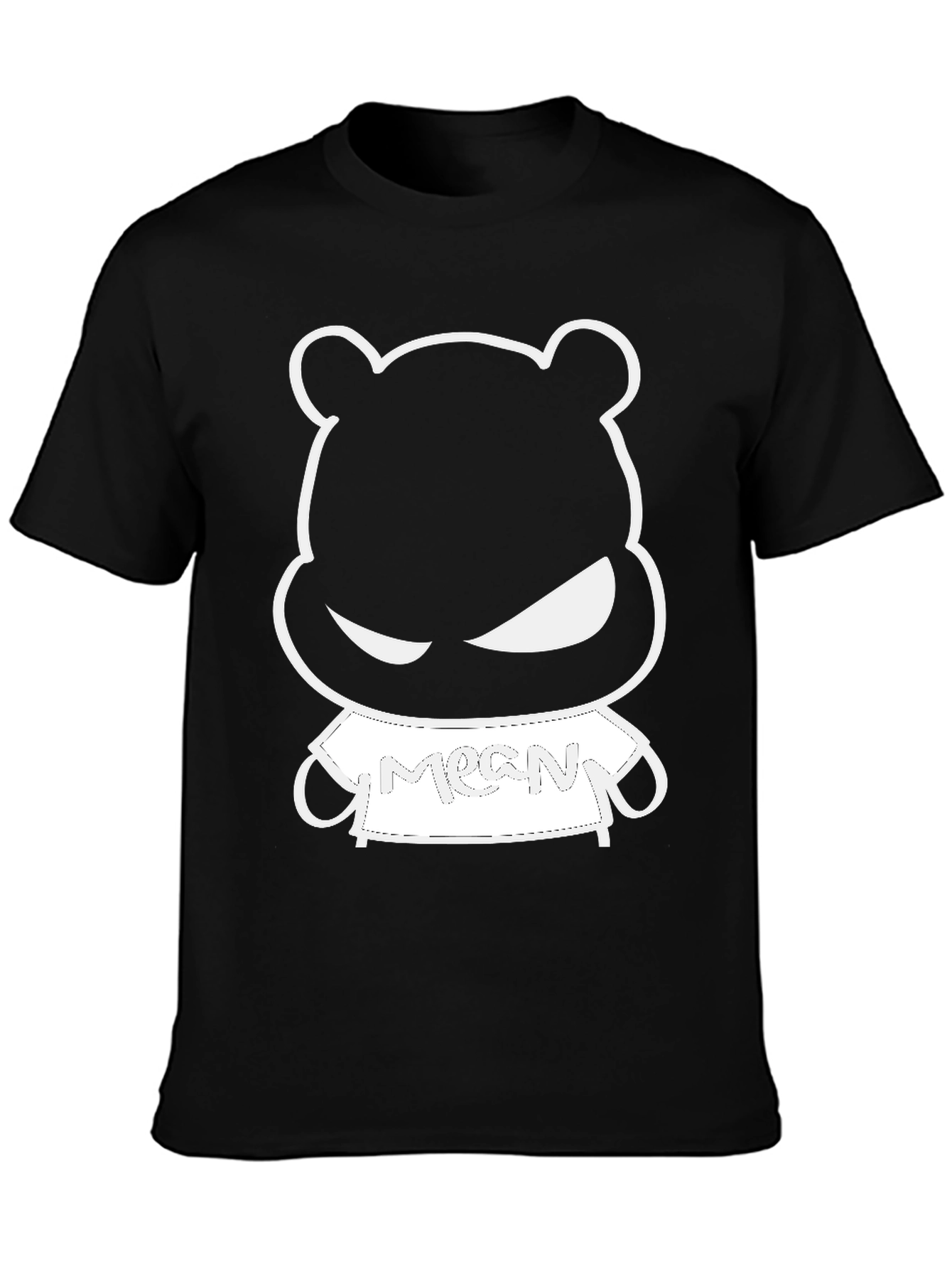 Black Mean Bear Graphic Tee - Black Casual Shirt view 3