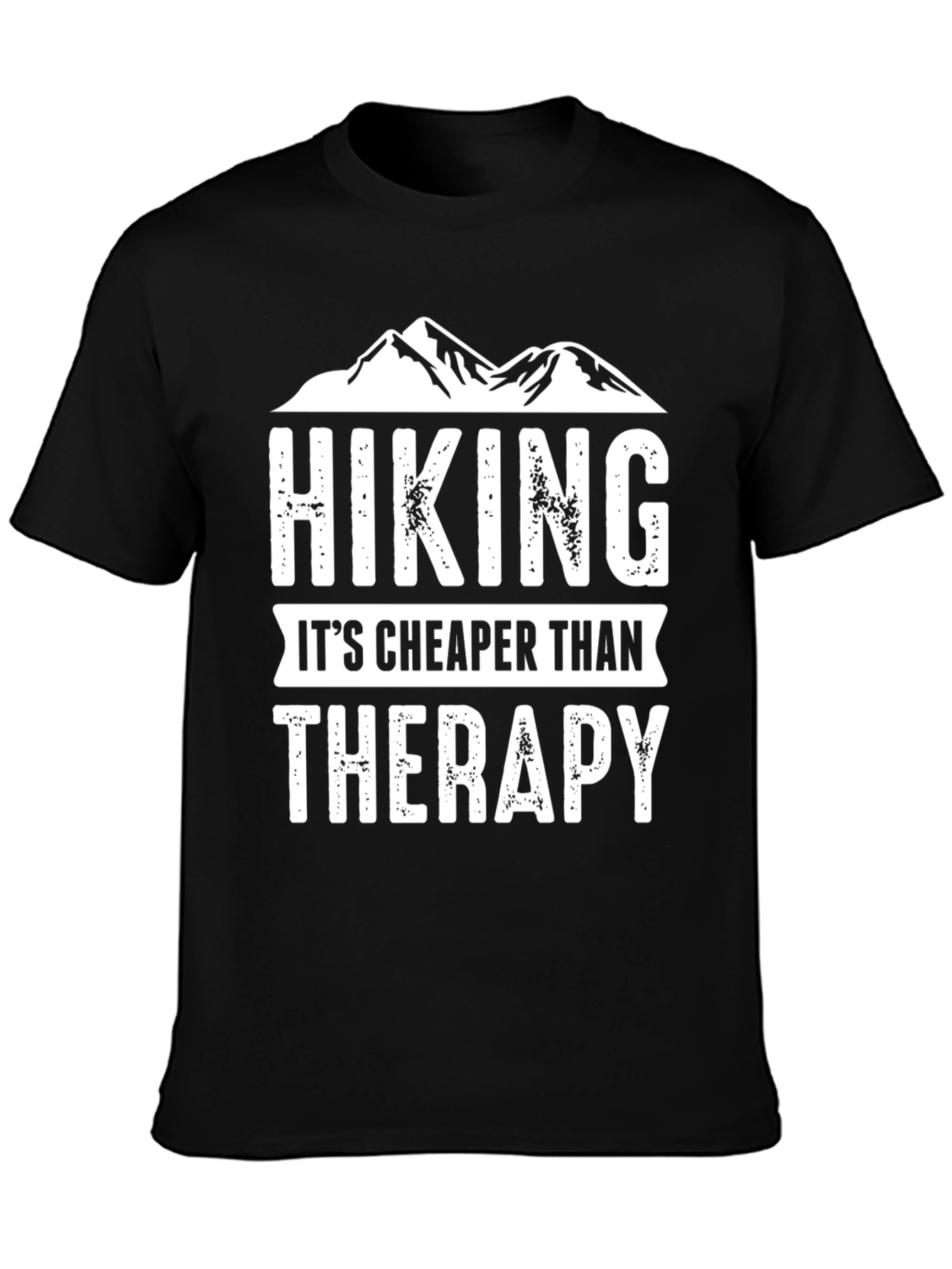Black Hiking is Cheaper Than Therapy Graphic Tee view 3