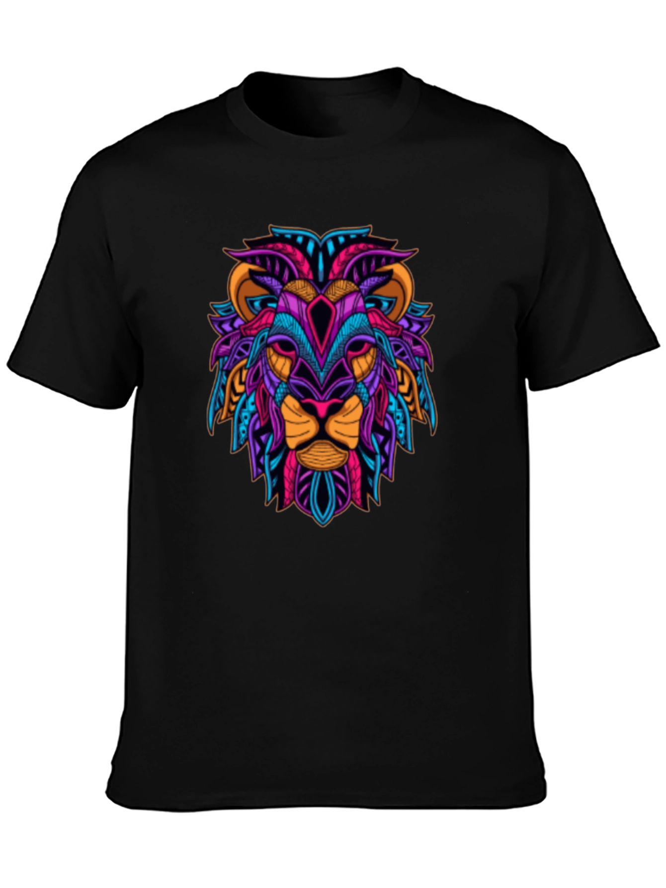 Black Vibrant Lion Graphic Tee - Bold Style view 3