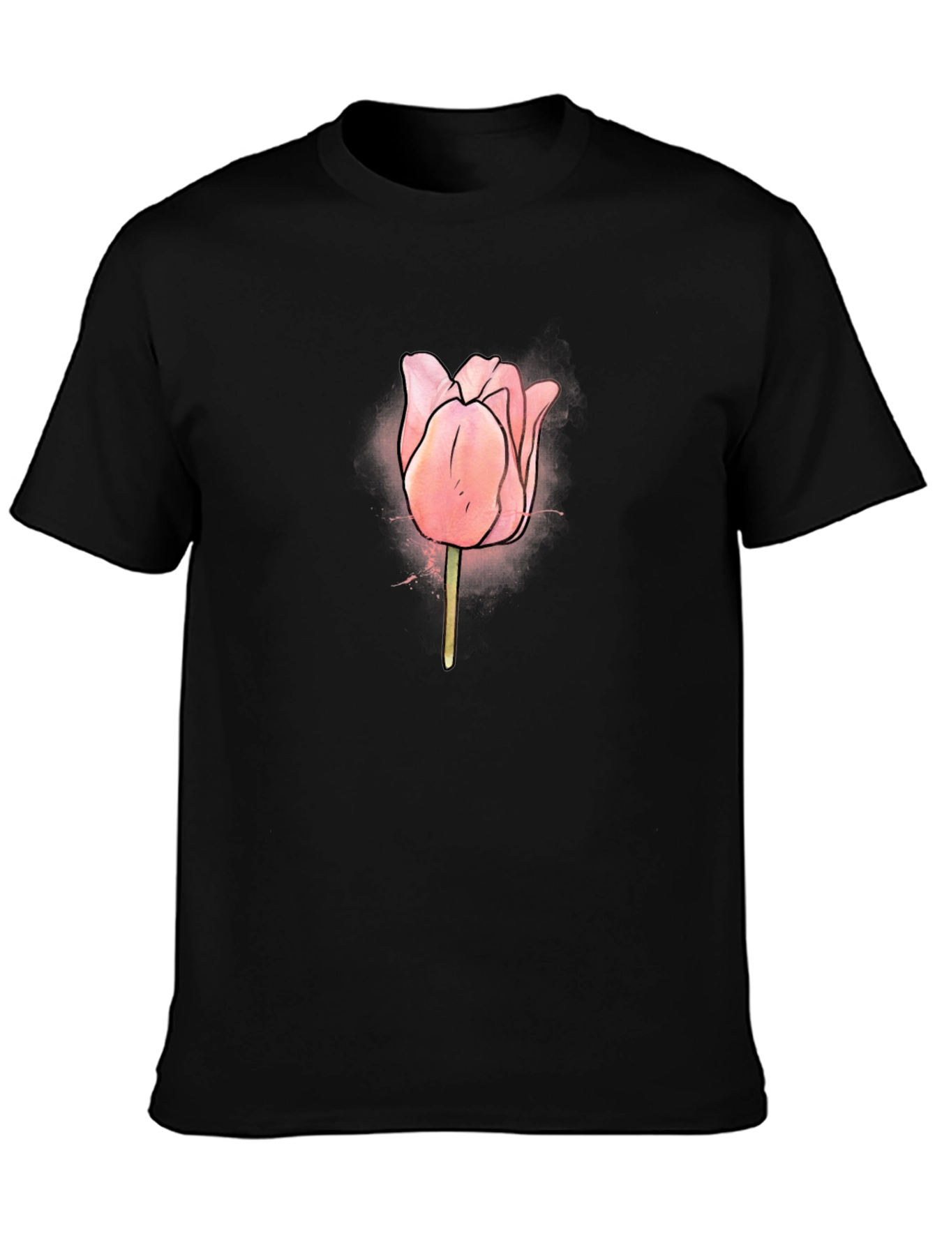 Black Tulip Graphic Black T-Shirt for Men view 3