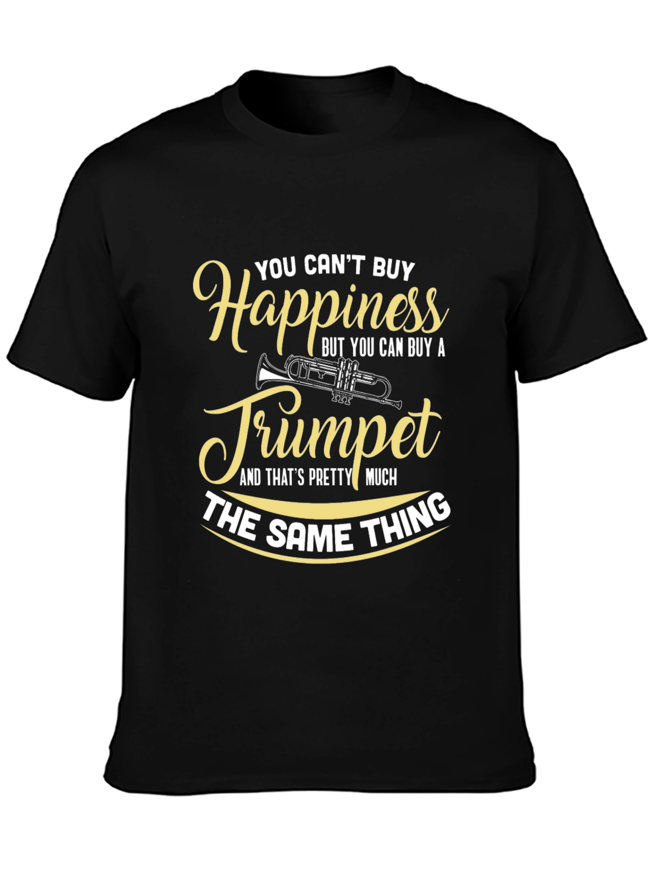 Black Happiness Trumpet Musician T-Shirt view 3