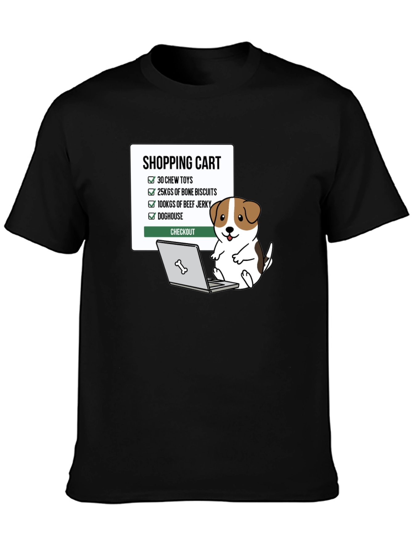 Black Dog Lover Shopping Cart T-Shirt view 3