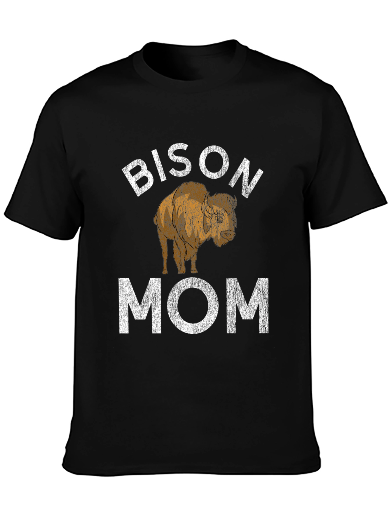 Black Bison Mom Graphic Tee - Black Cotton T-Shirt view 3
