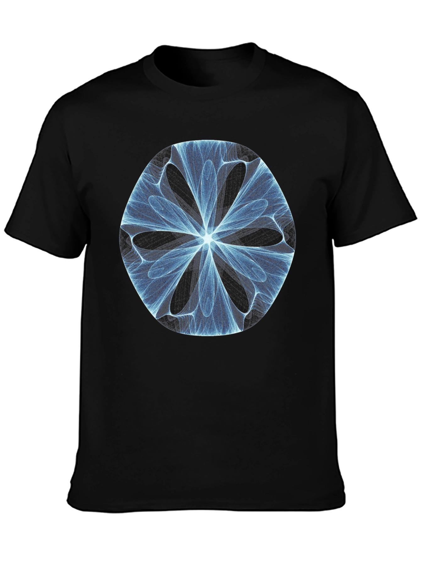 Black Abstract Fractal Design Black T-Shirt view 3