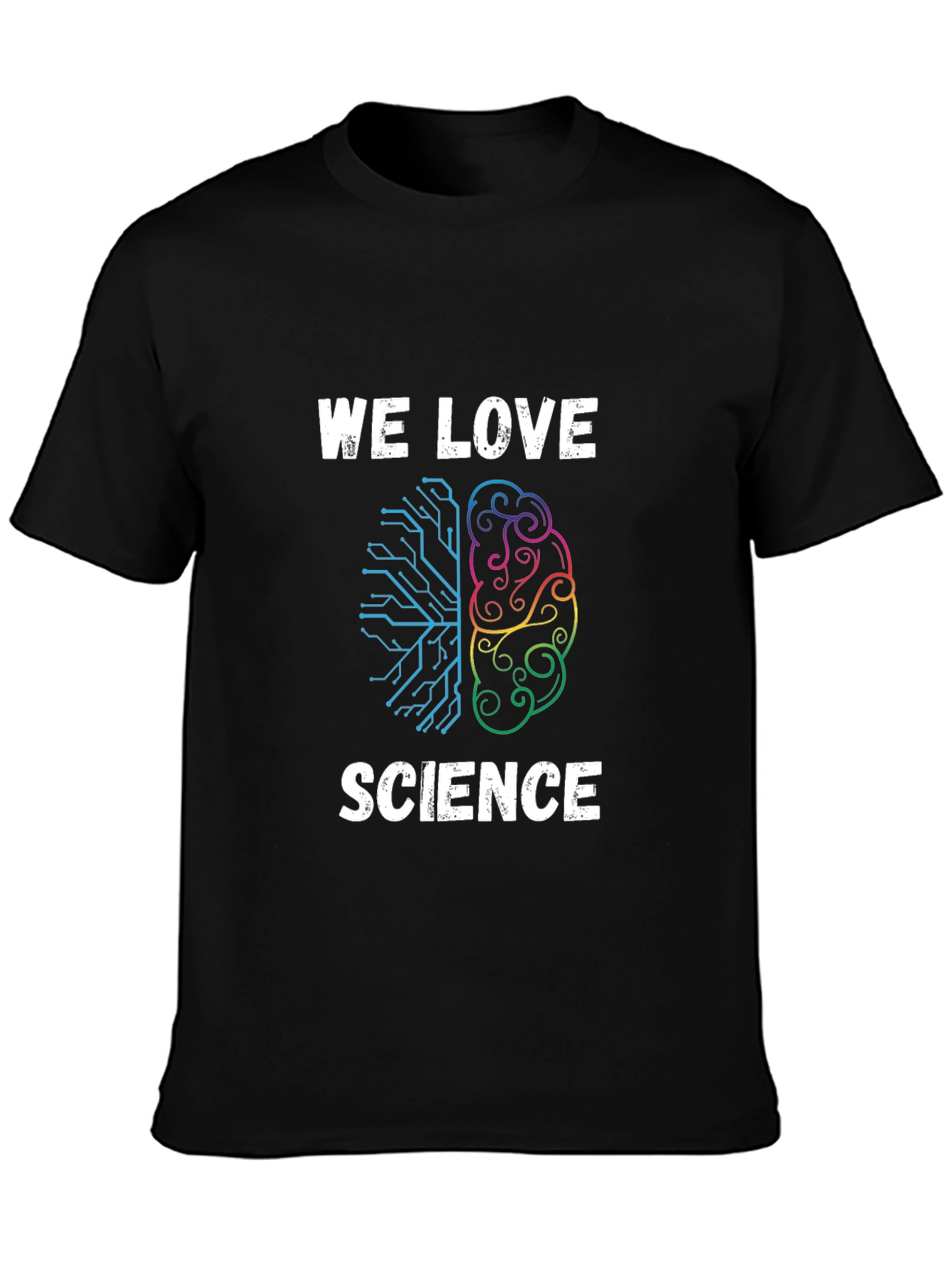 Black We Love Science Brain T-Shirt view 3