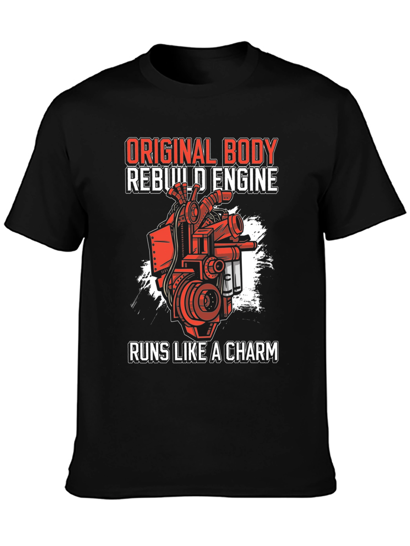Black Original Body Rebuild Engine T-Shirt - Runs Like a Charm view 3