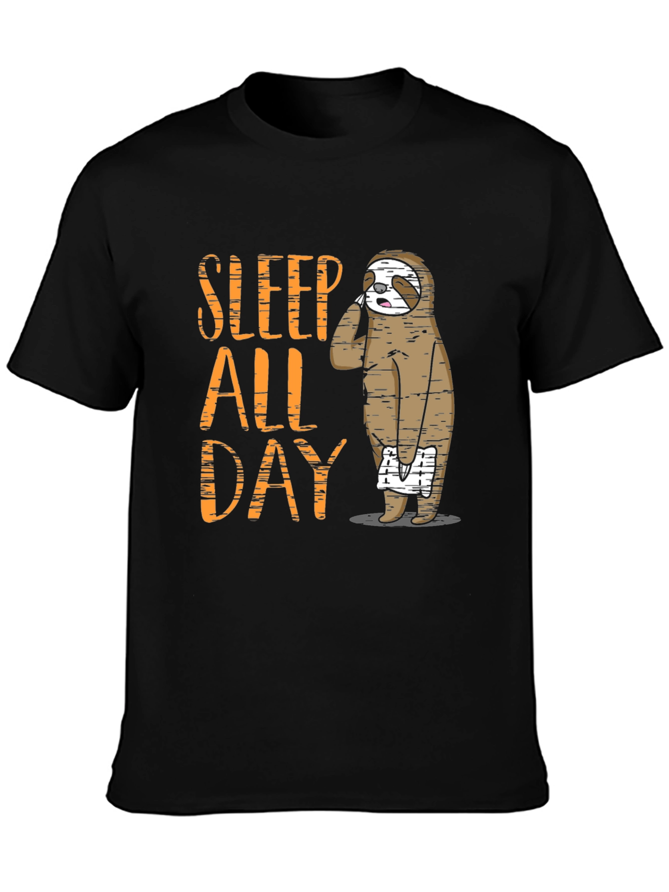 Black Sleep All Day Sloth Graphic T-Shirt view 3