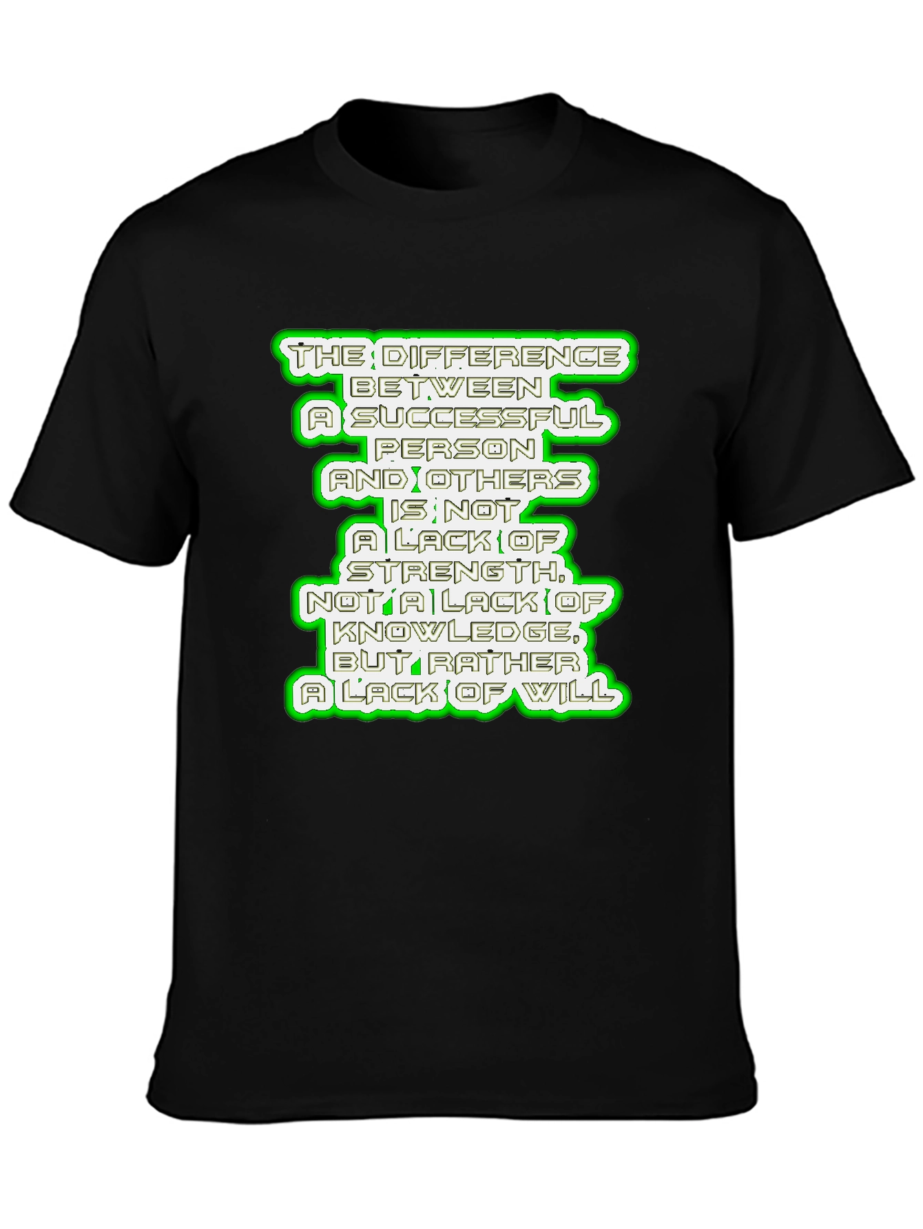Black Motivational Quote T-Shirt - Success & Will view 3