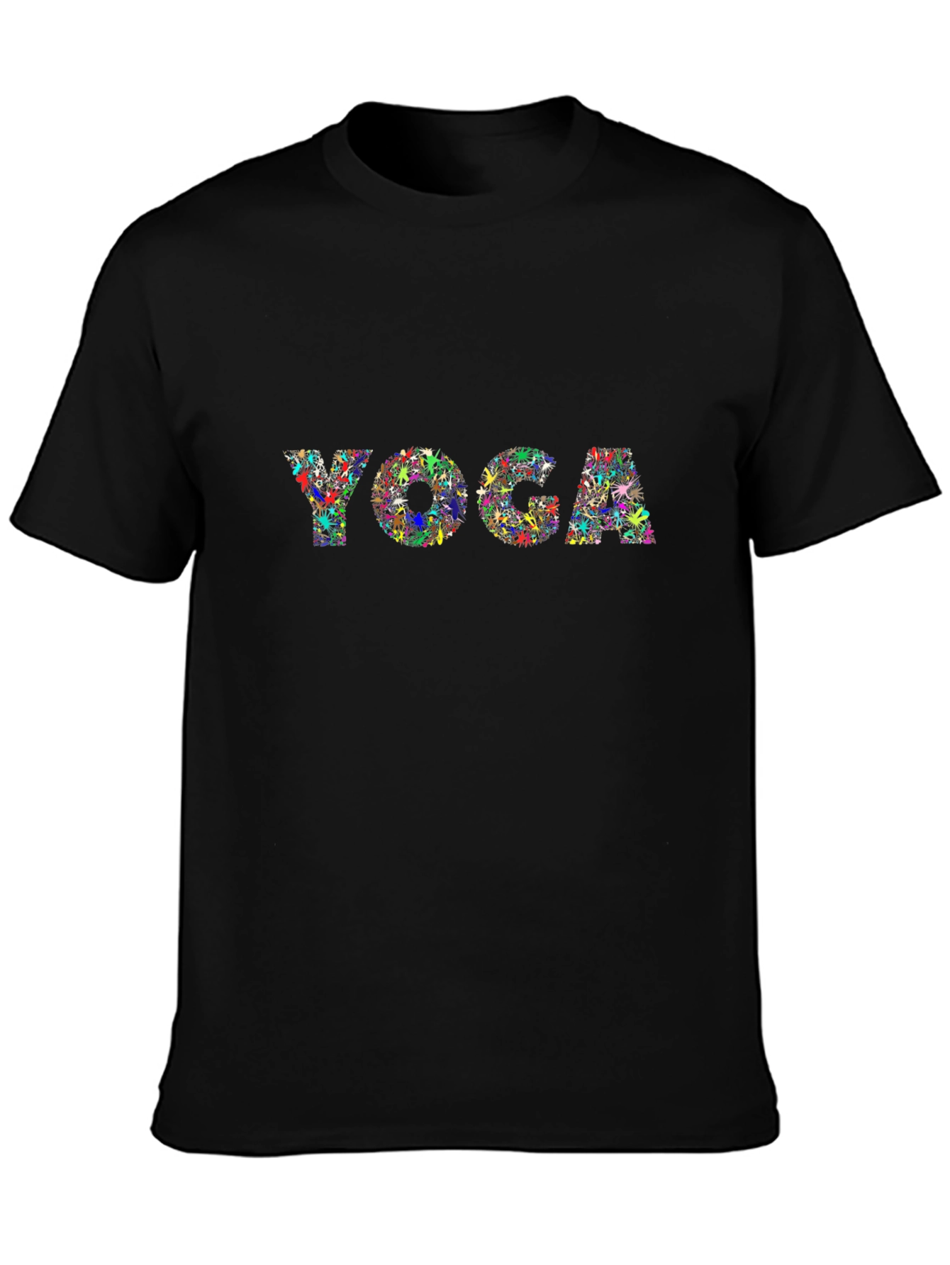 Black Yoga T-Shirt Colorful Print Unisex view 3