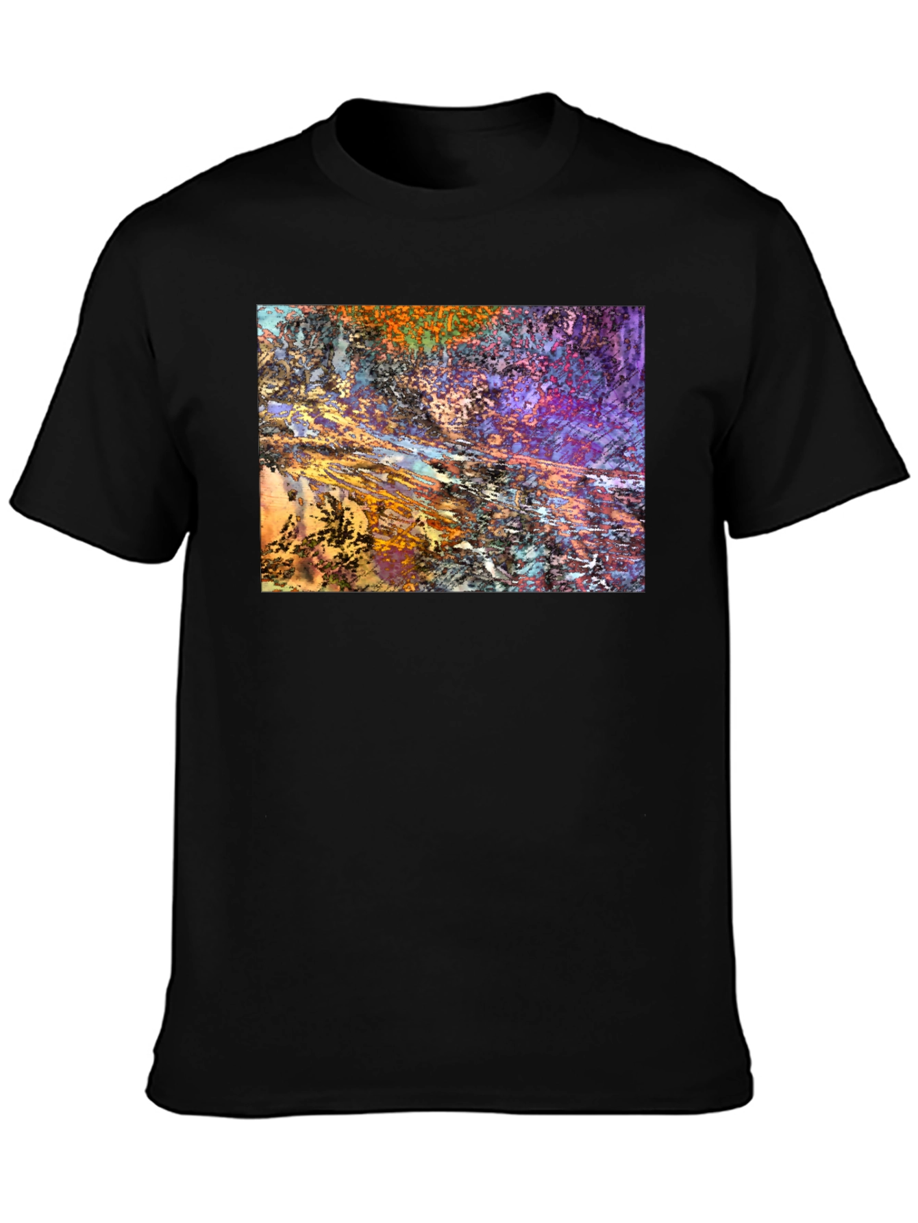 Black Abstract Art Print Black T-Shirt view 3