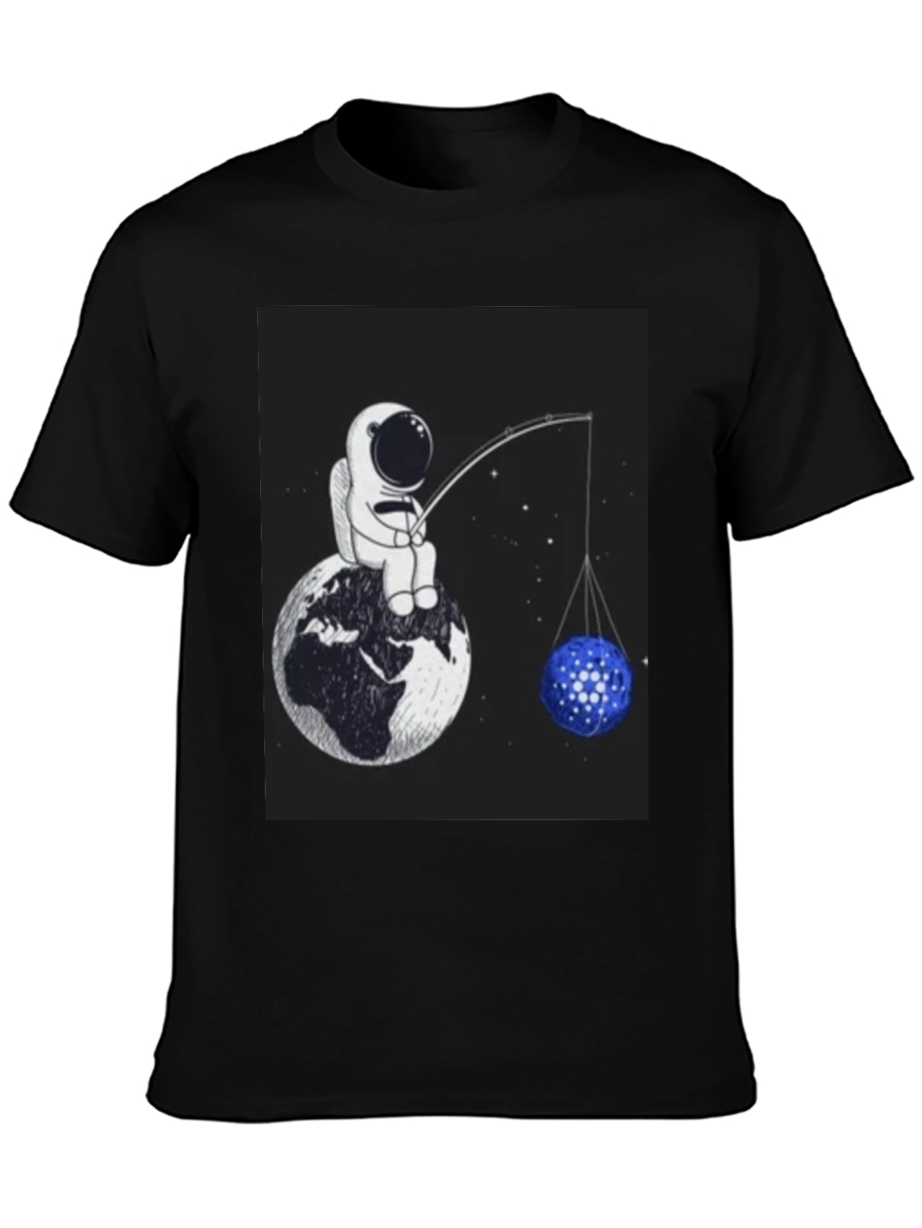Black Astronaut Fishing T-Shirt - Unique Space Design view 3