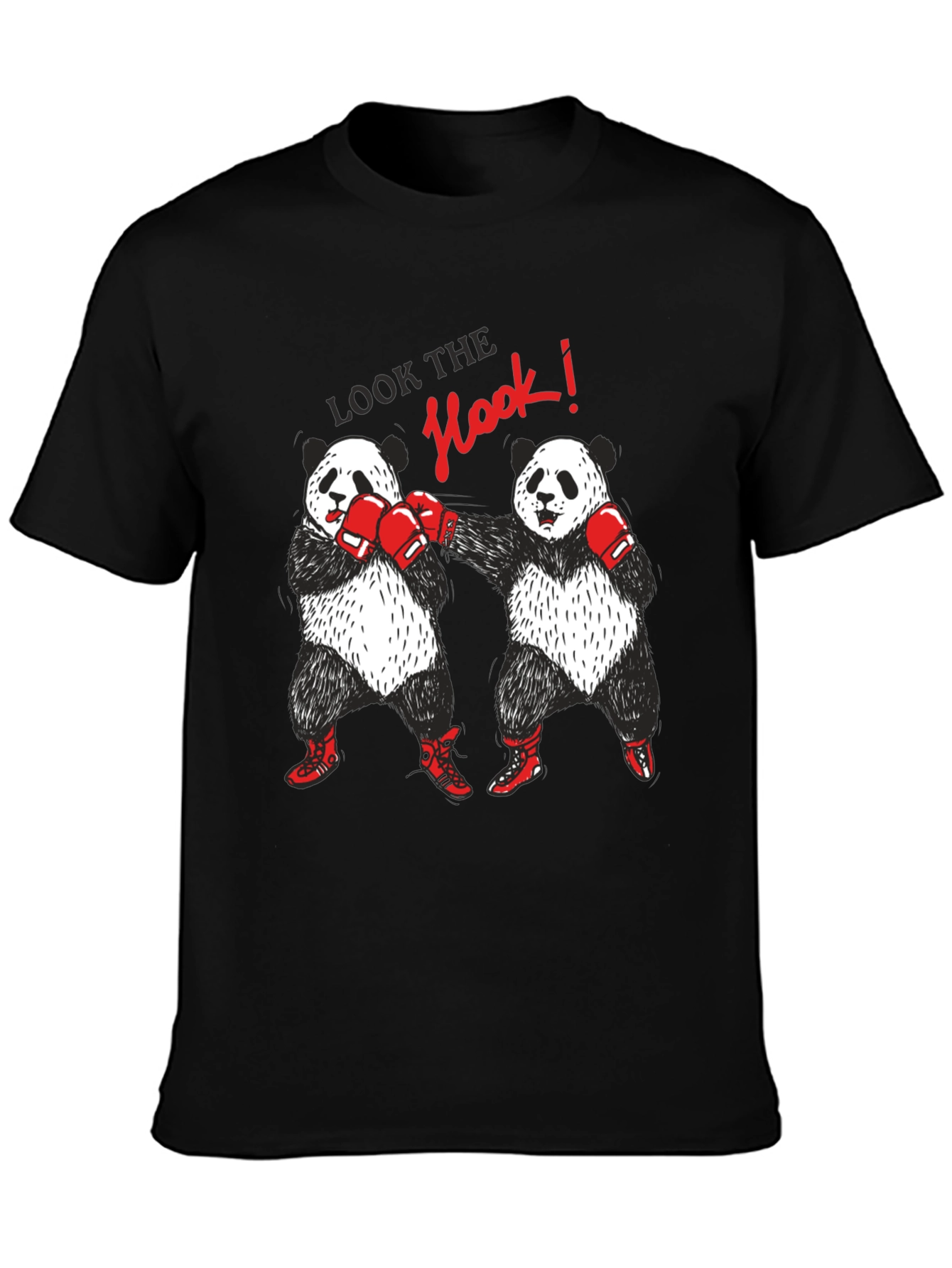 Black Boxing Panda Graphic Tee - "Look the Hook!" view 3