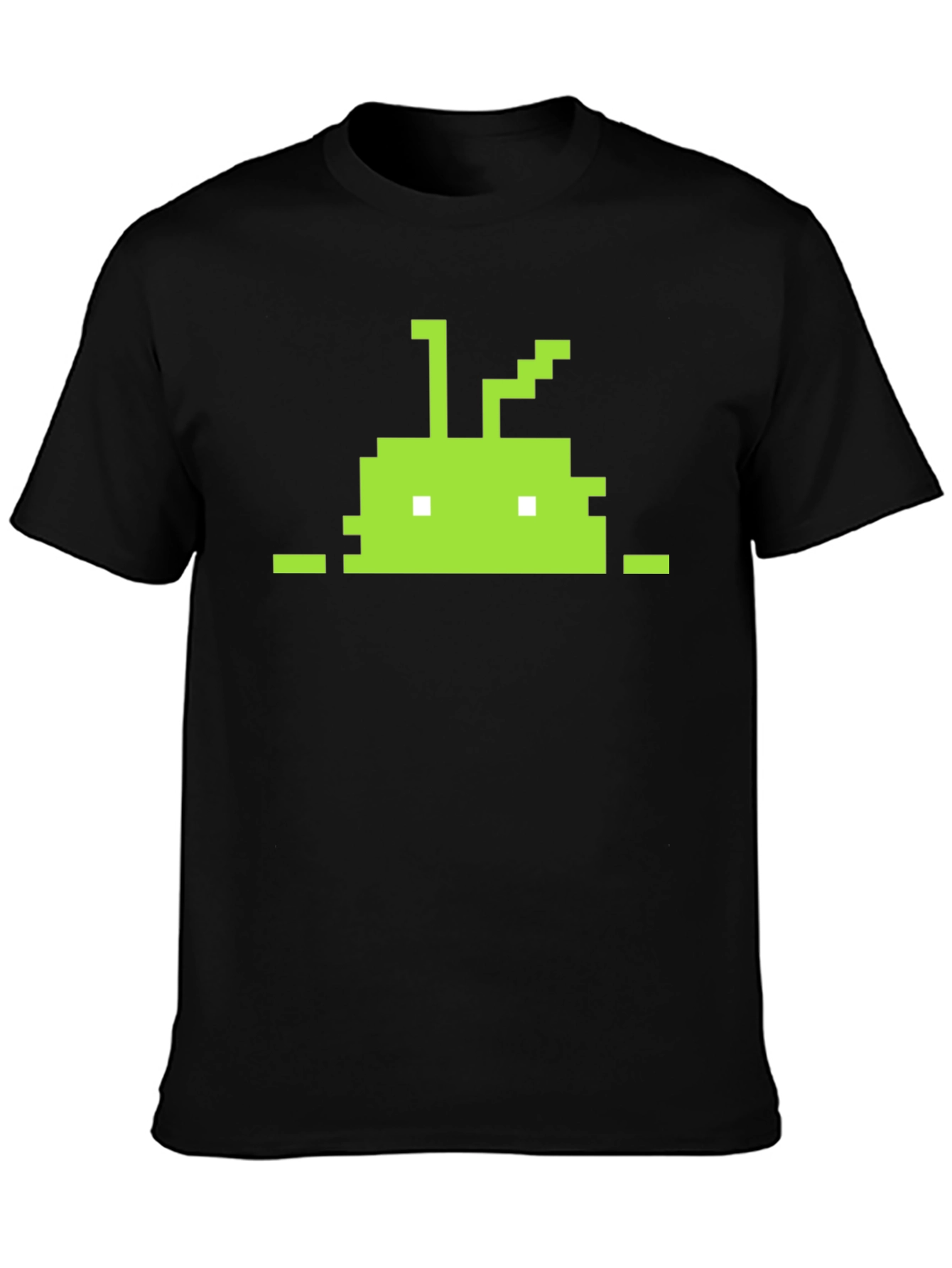 Black Pixelated Android Robot Black T-Shirt view 3