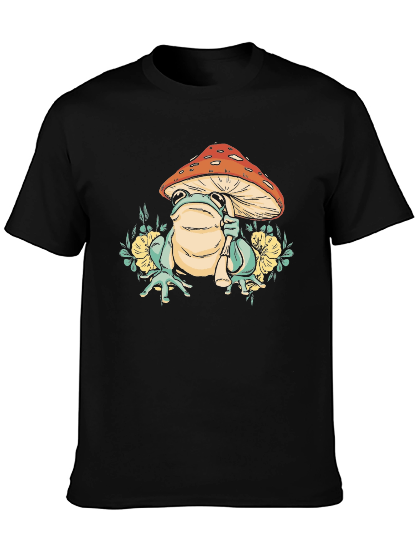 Black Mushroom Frog Graphic Tee view 3